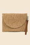 Straw Braided Crossbody Envelope Bag: NATURAL