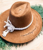 Burnt Hat  I Can Do All Things  Western Hat Cross: Tan