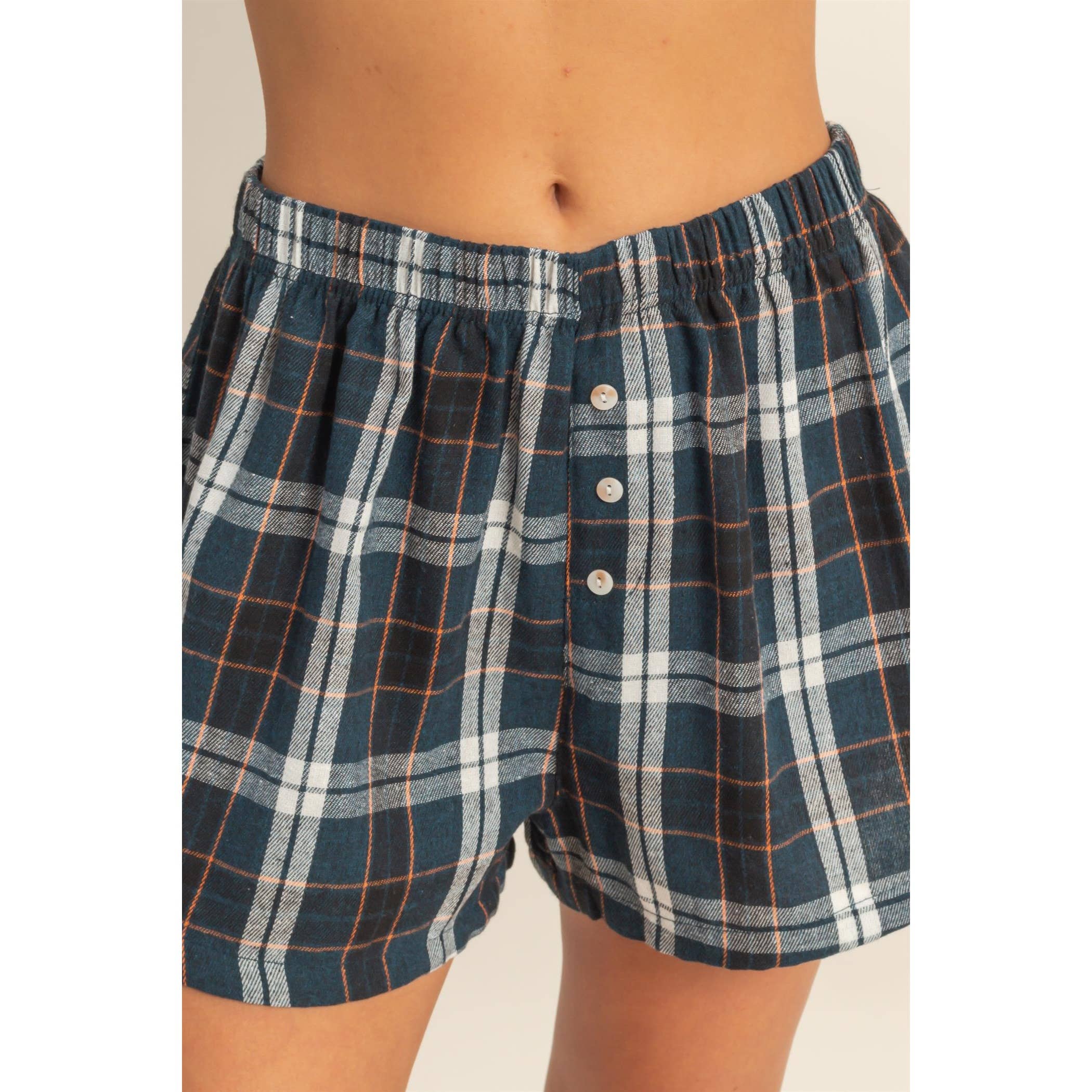 Flannel Boxer Shorts: Navy