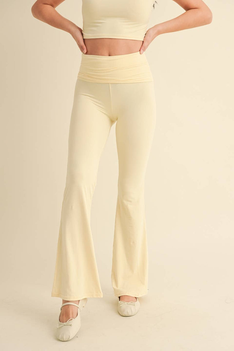 Foldover Flare Pants:Choc.