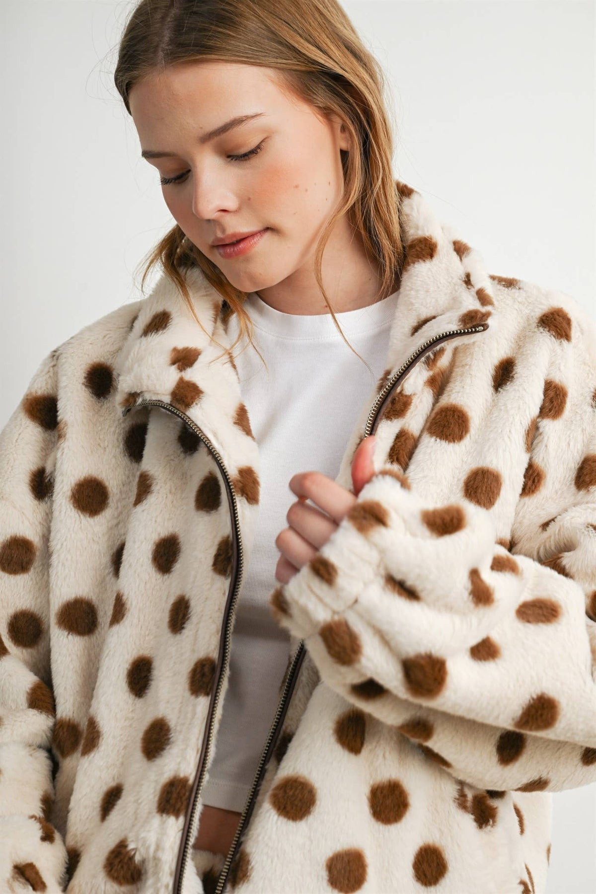 Polka Dot Sherpa Zip-Up