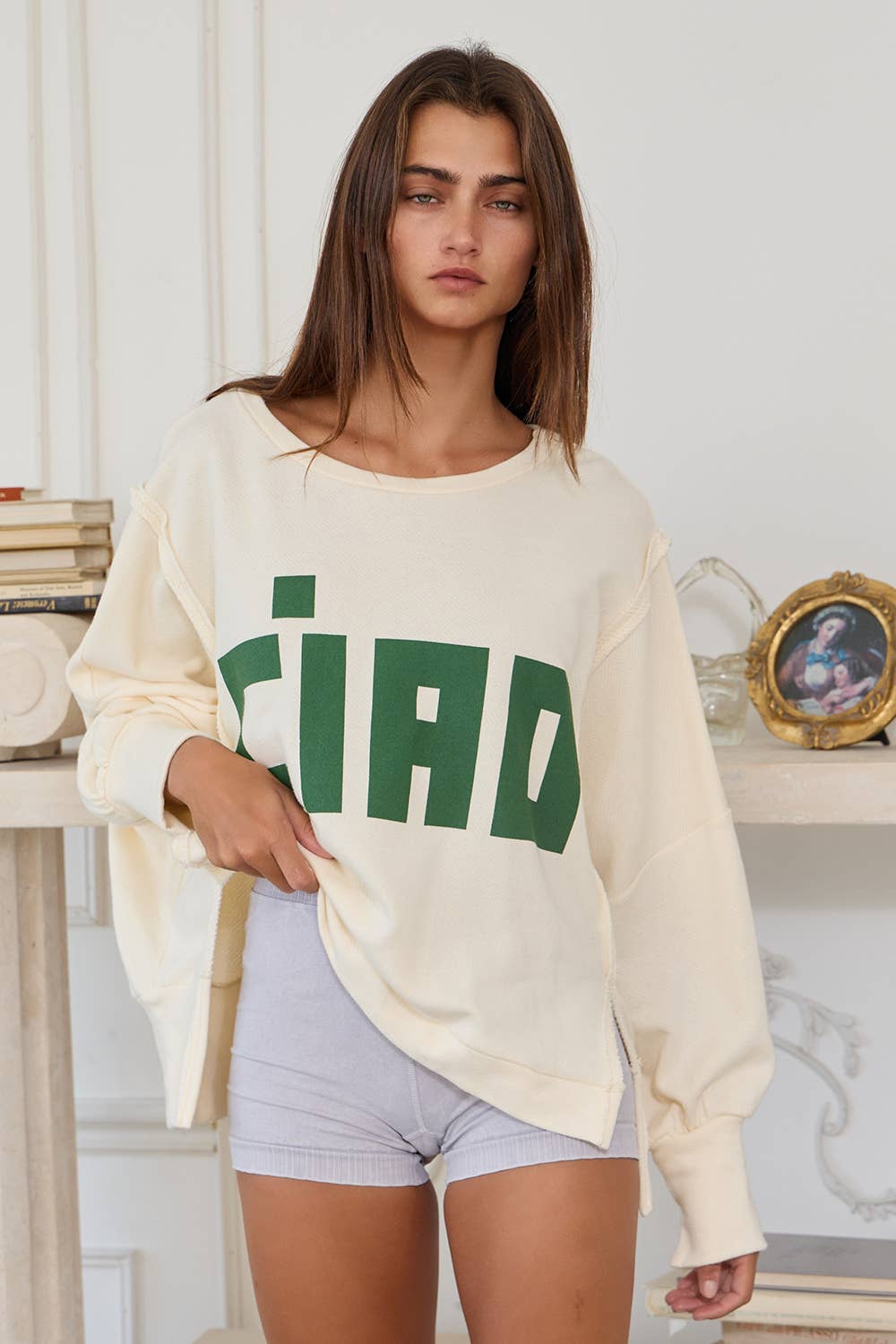 'CIAO' Terry Top: Cream
