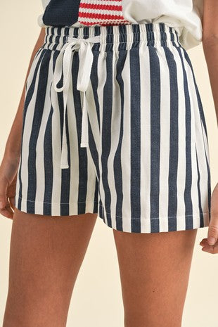 Striped Cotton Twill Shorts: