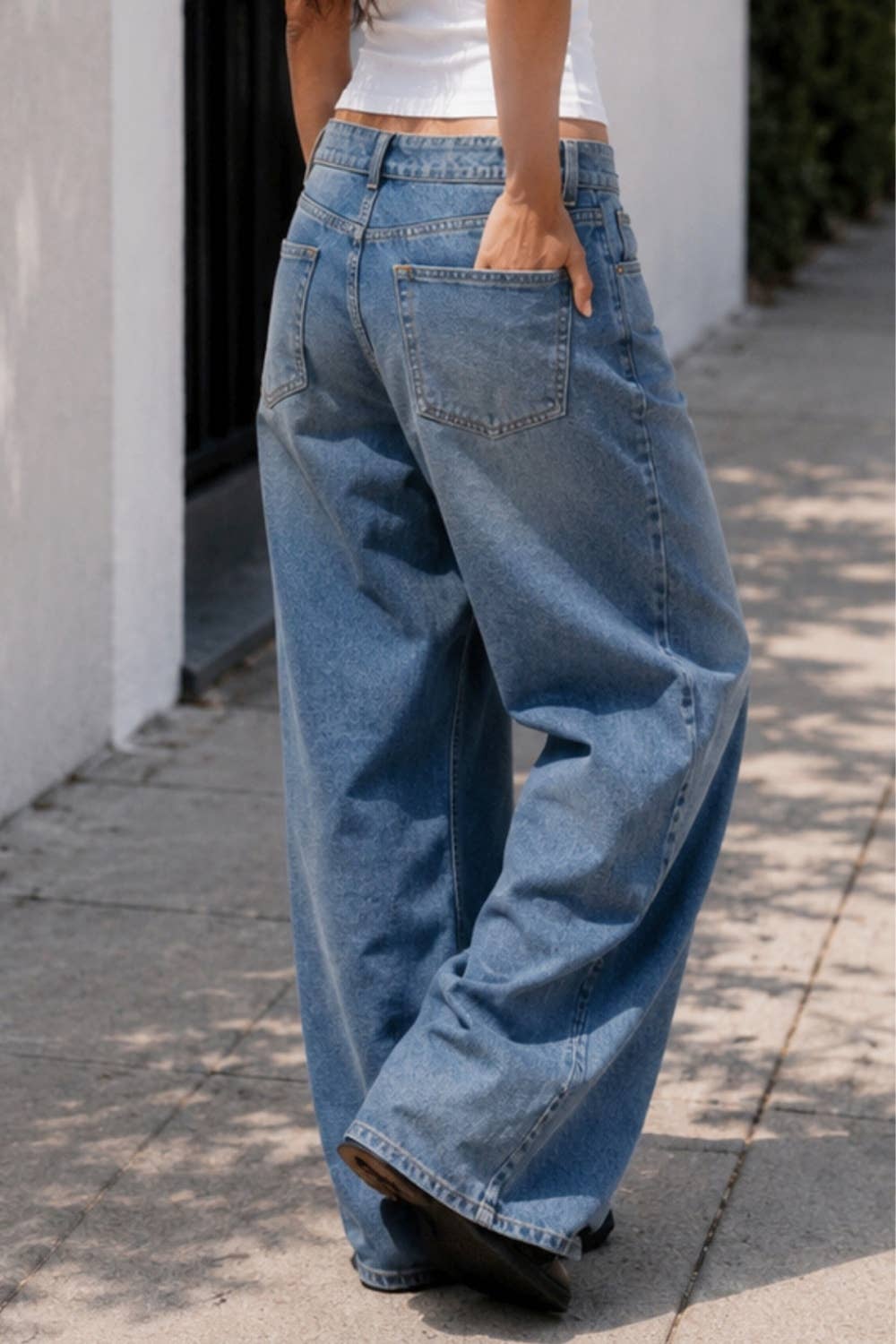 Folded Waist Jeans: Denim Blue