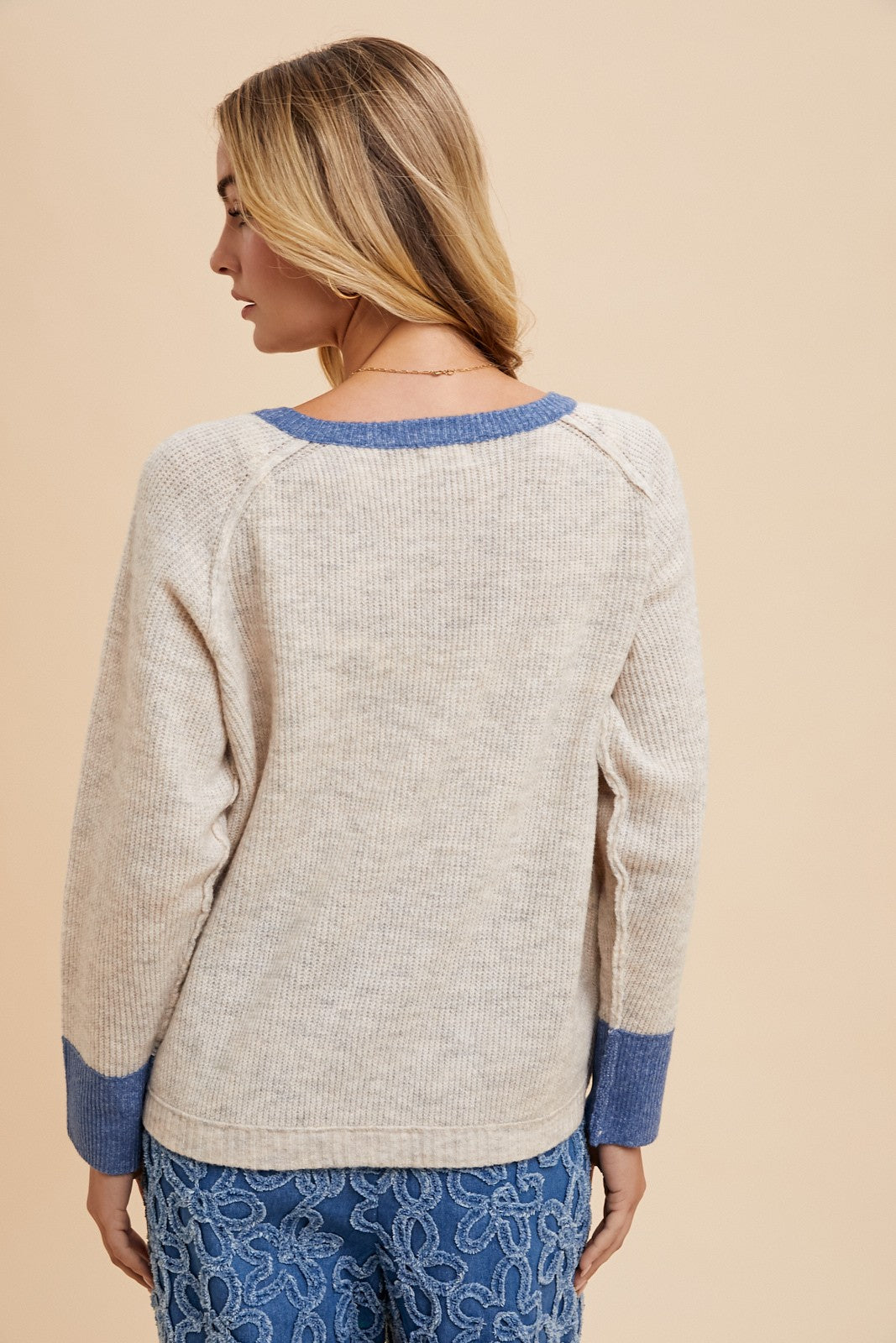 Contrast Loose Fit Cardigan