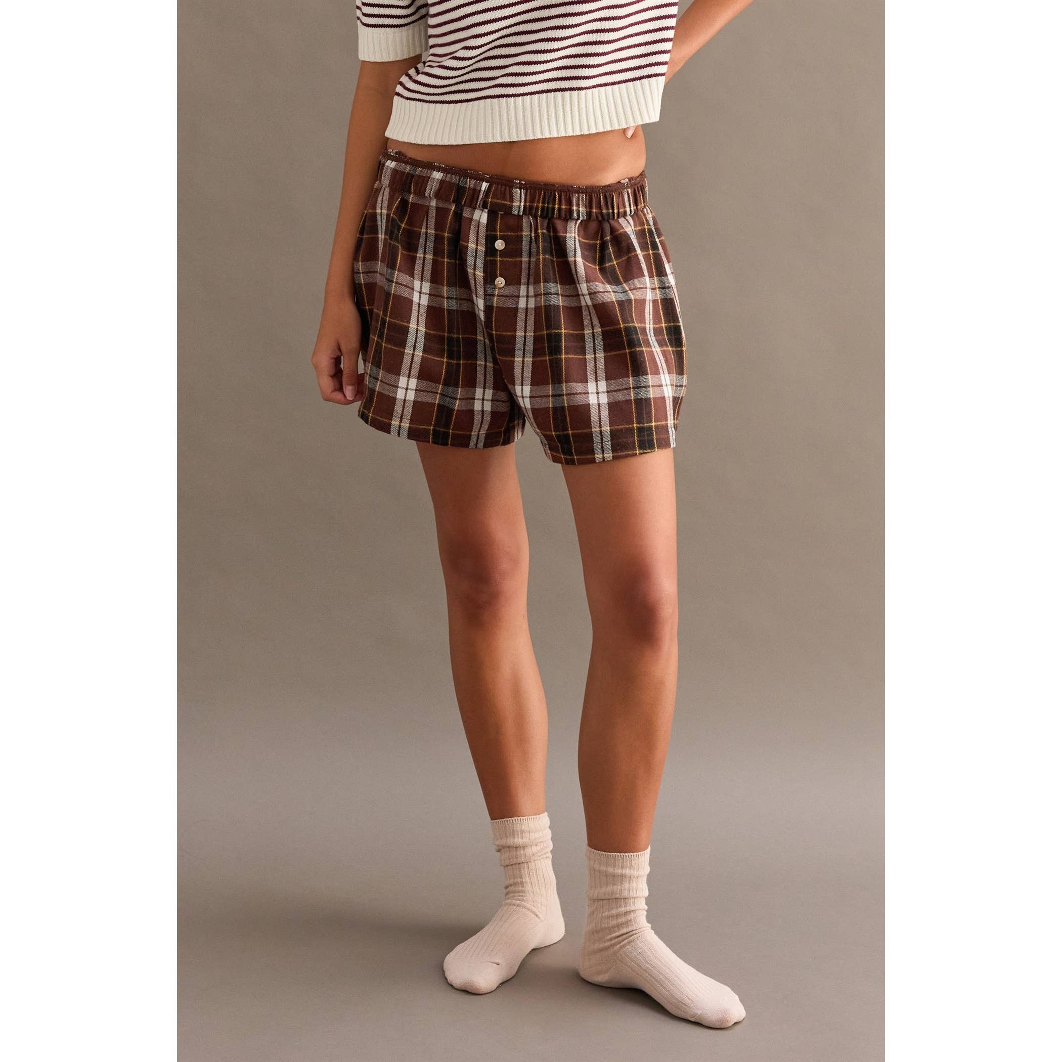 Flannel Boxer Shorts: Navy