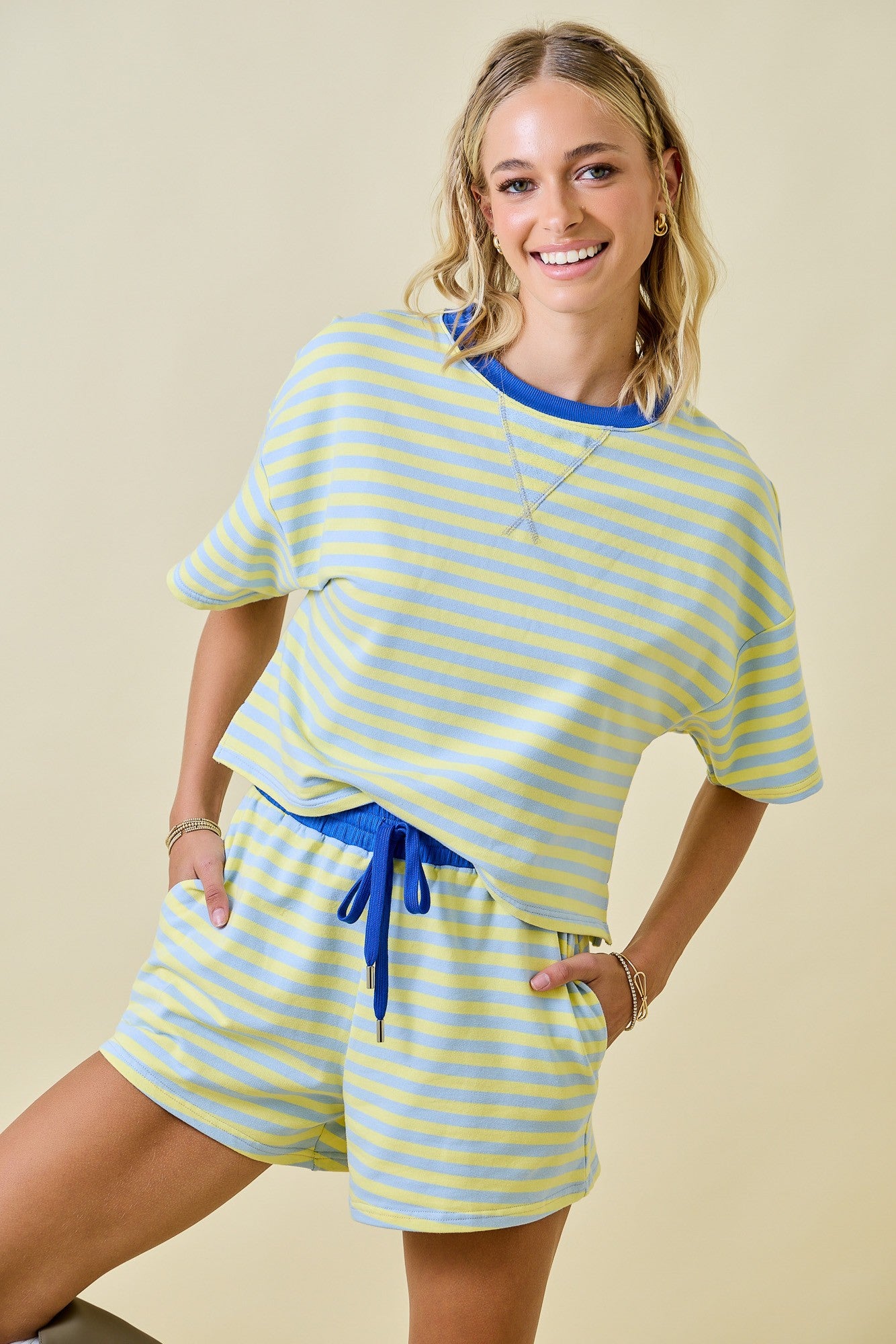Striped Terry Blue Butter Set: