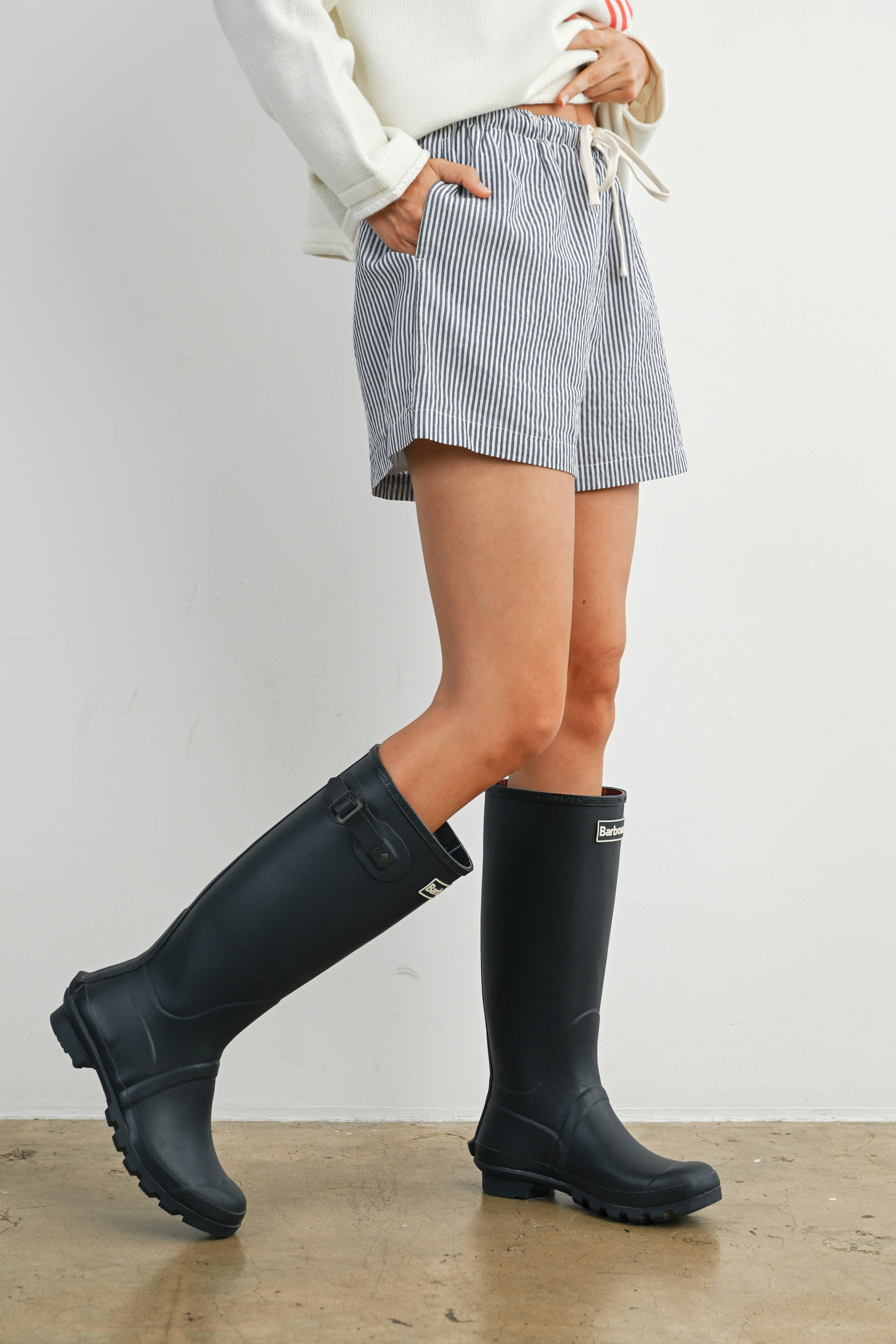 Casual Striped Shorts: Navy