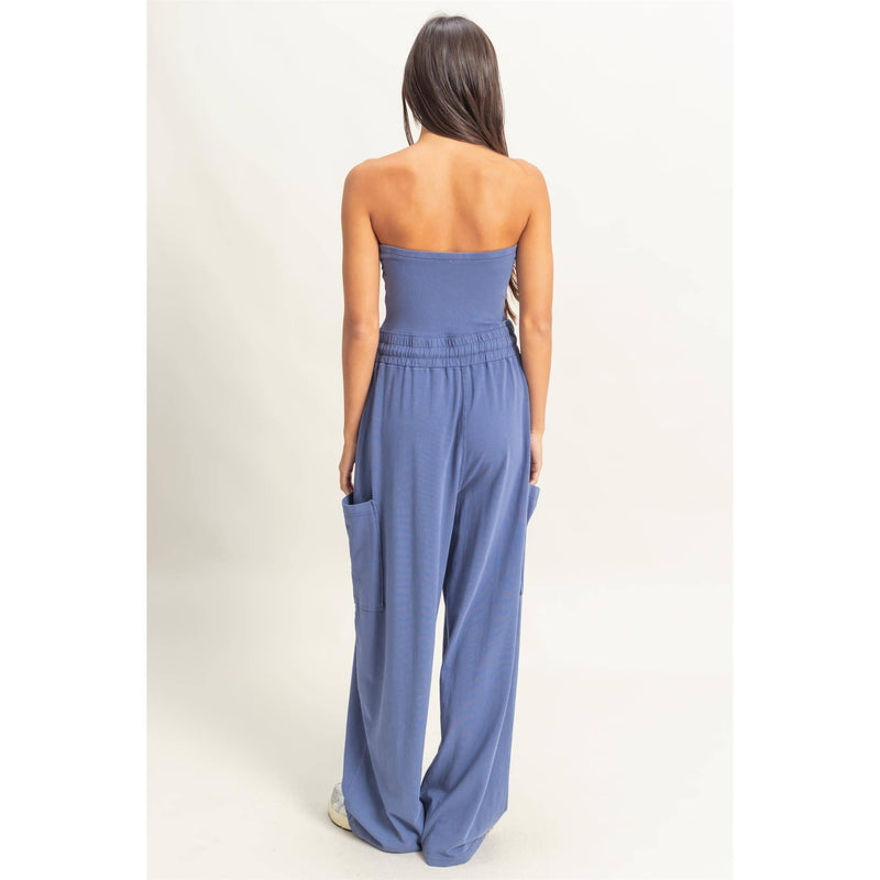 Tube Top Jumpsuit:BLACK