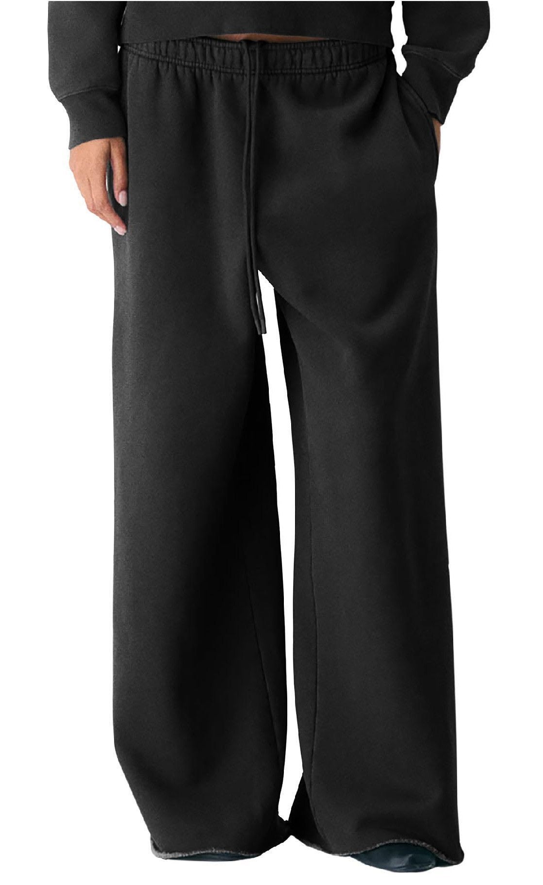 Raw Hem Fleece Sweats: Black