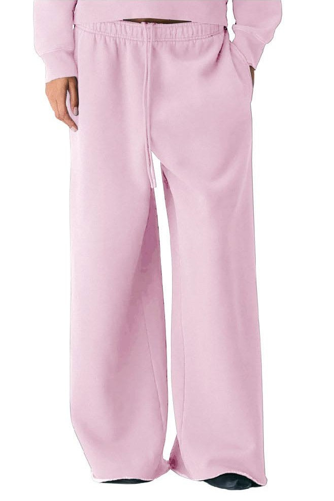Raw Hem Fleece Sweats: Baby Pink