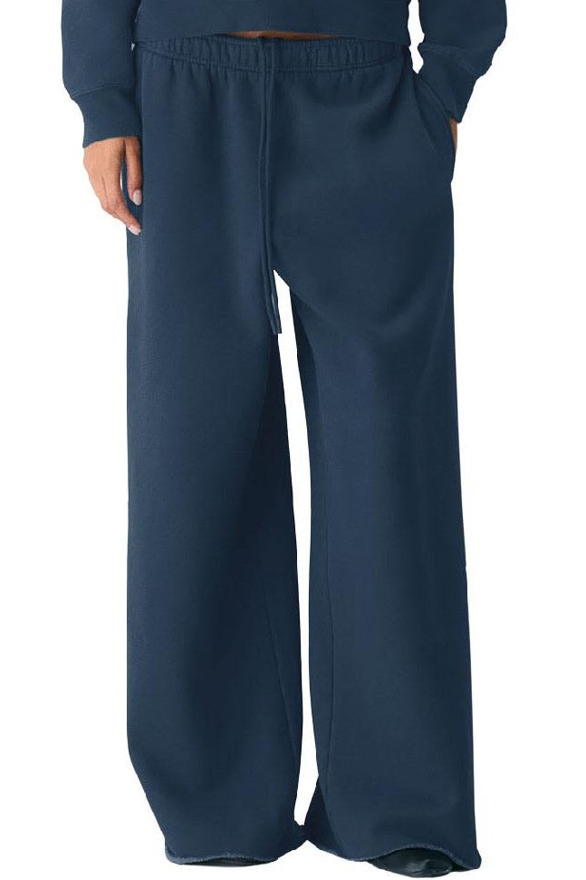 Raw Hem Fleece Sweats: Indigo Blue