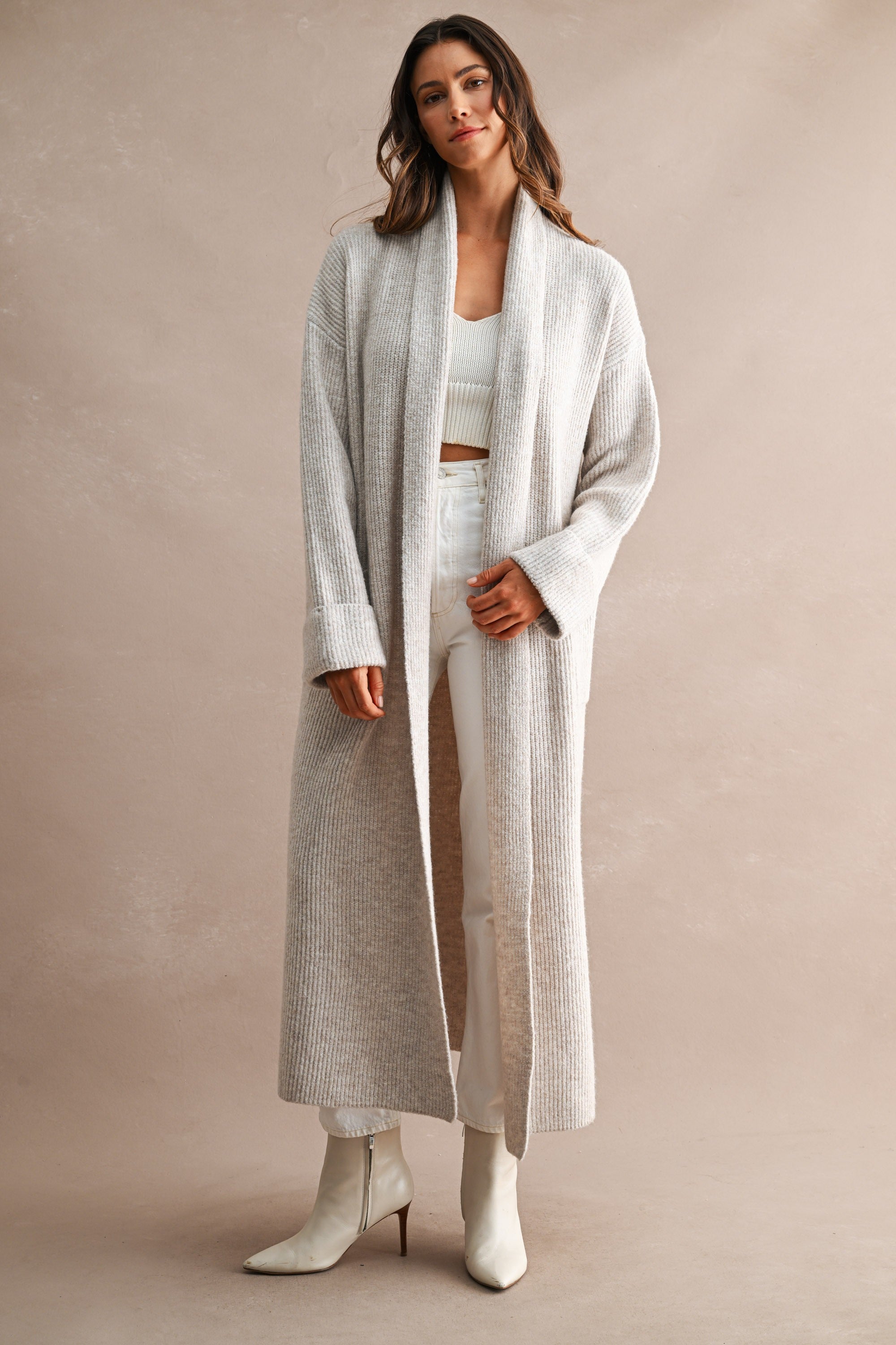 Ribbed Knit Maxi Cardigan