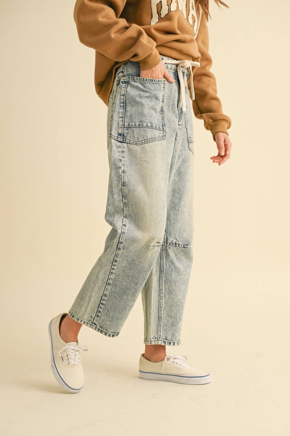 Washed Denim Pants: