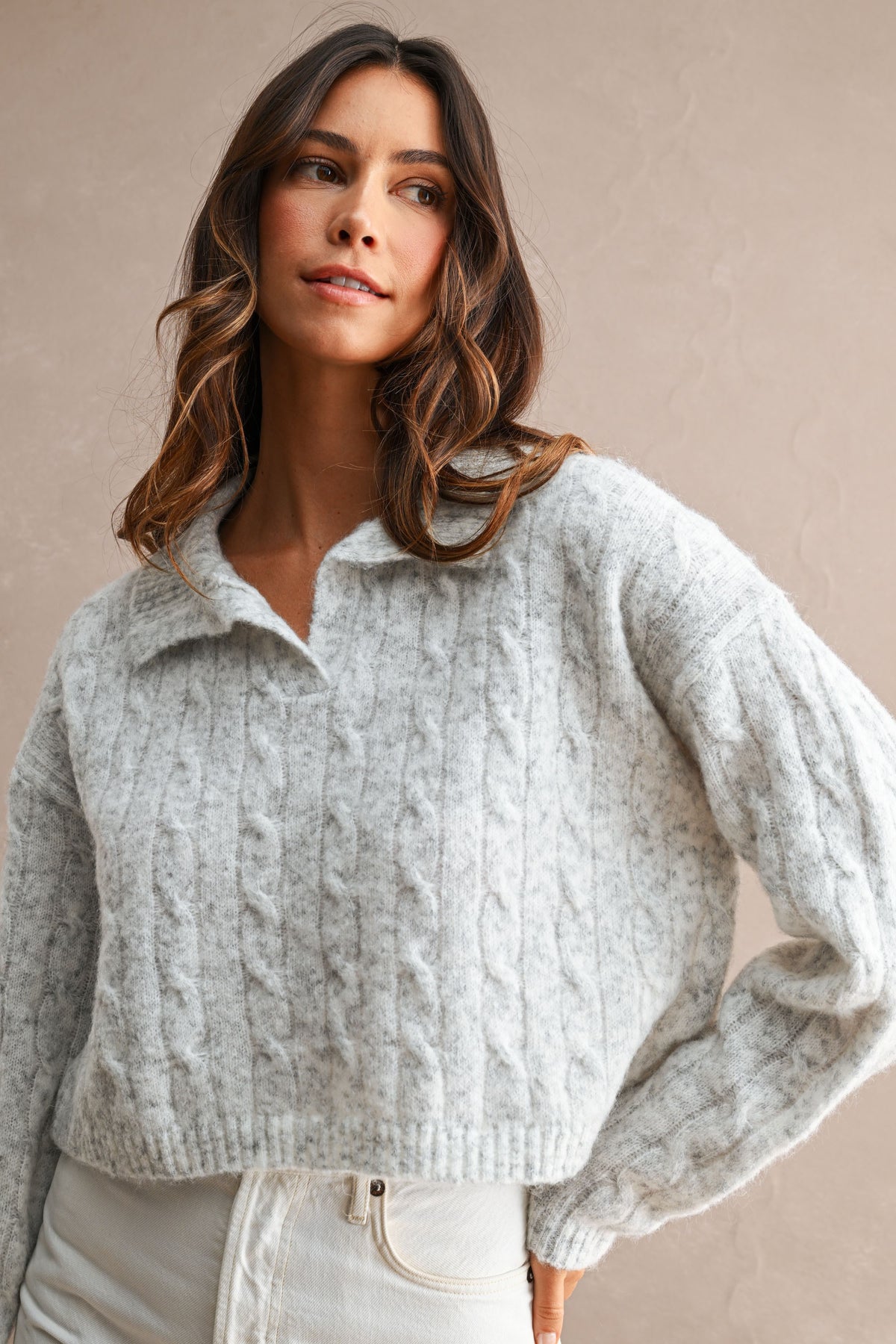 Collared Cropped Sweater