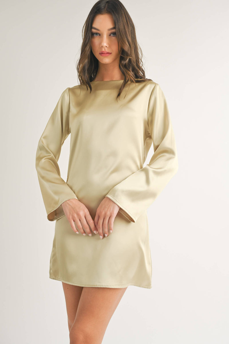 Boat Neck Satin Dress