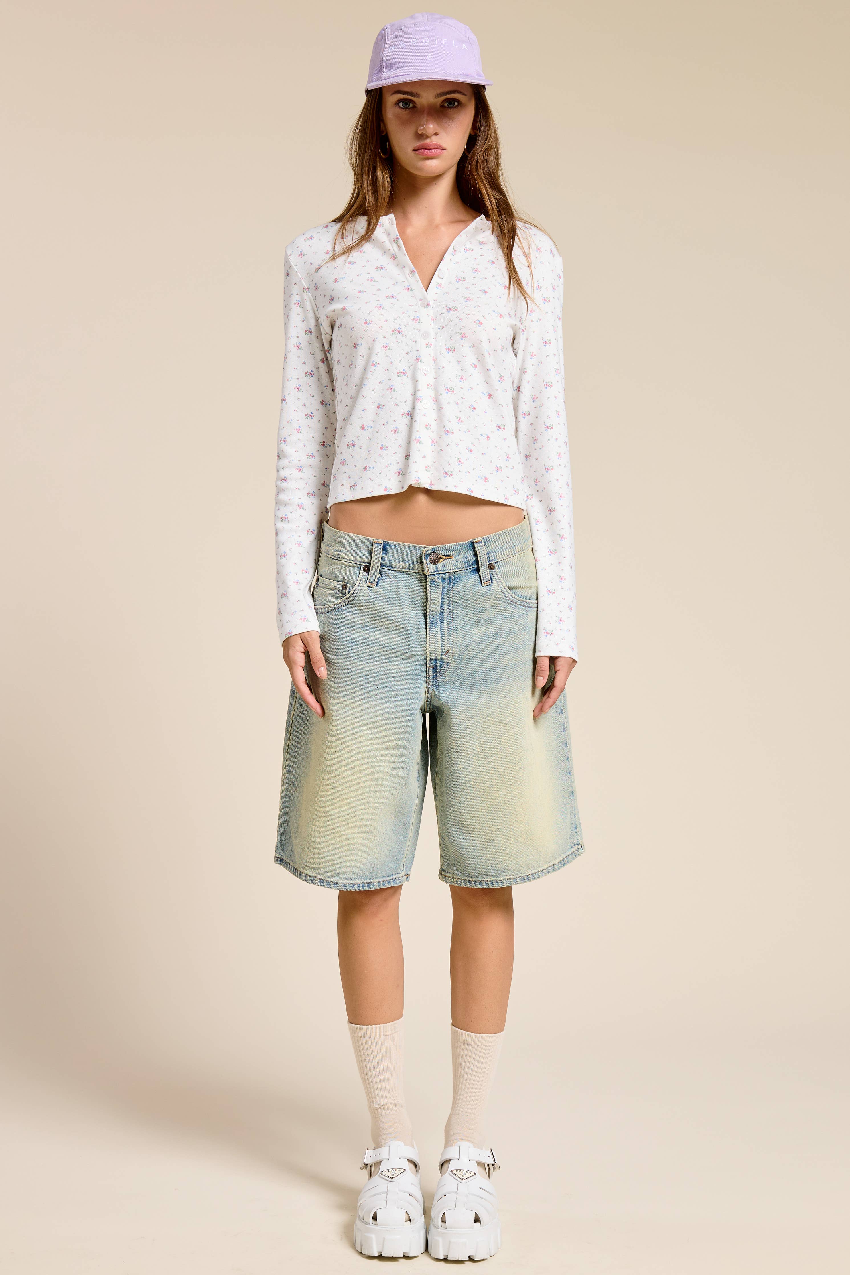 Floral Print Cardigan: Ivory