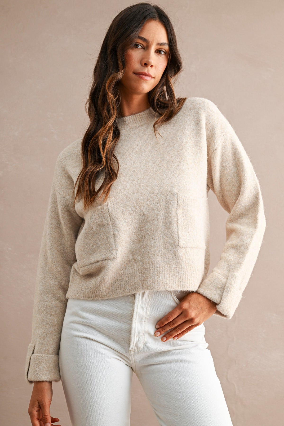 Detail Sweater: Lt. Taupe