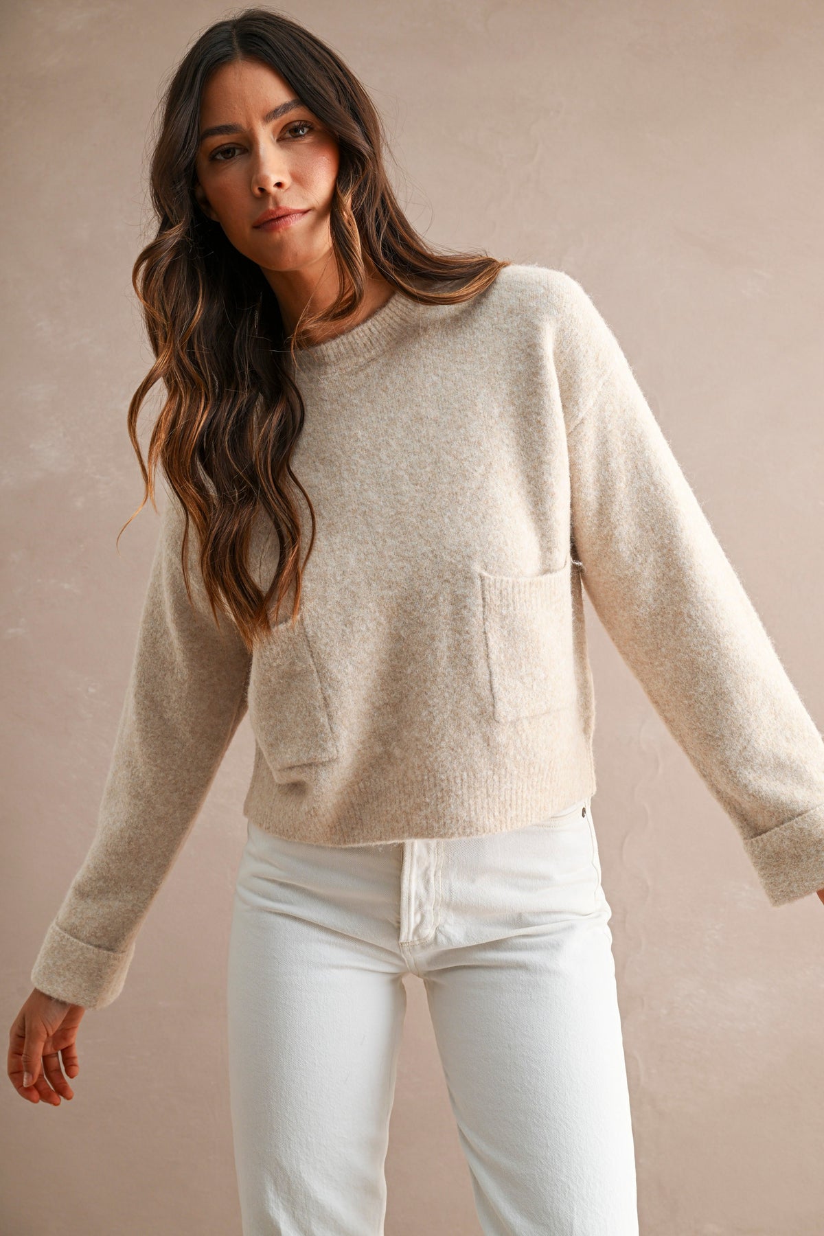 Detail Sweater: Lt. Taupe
