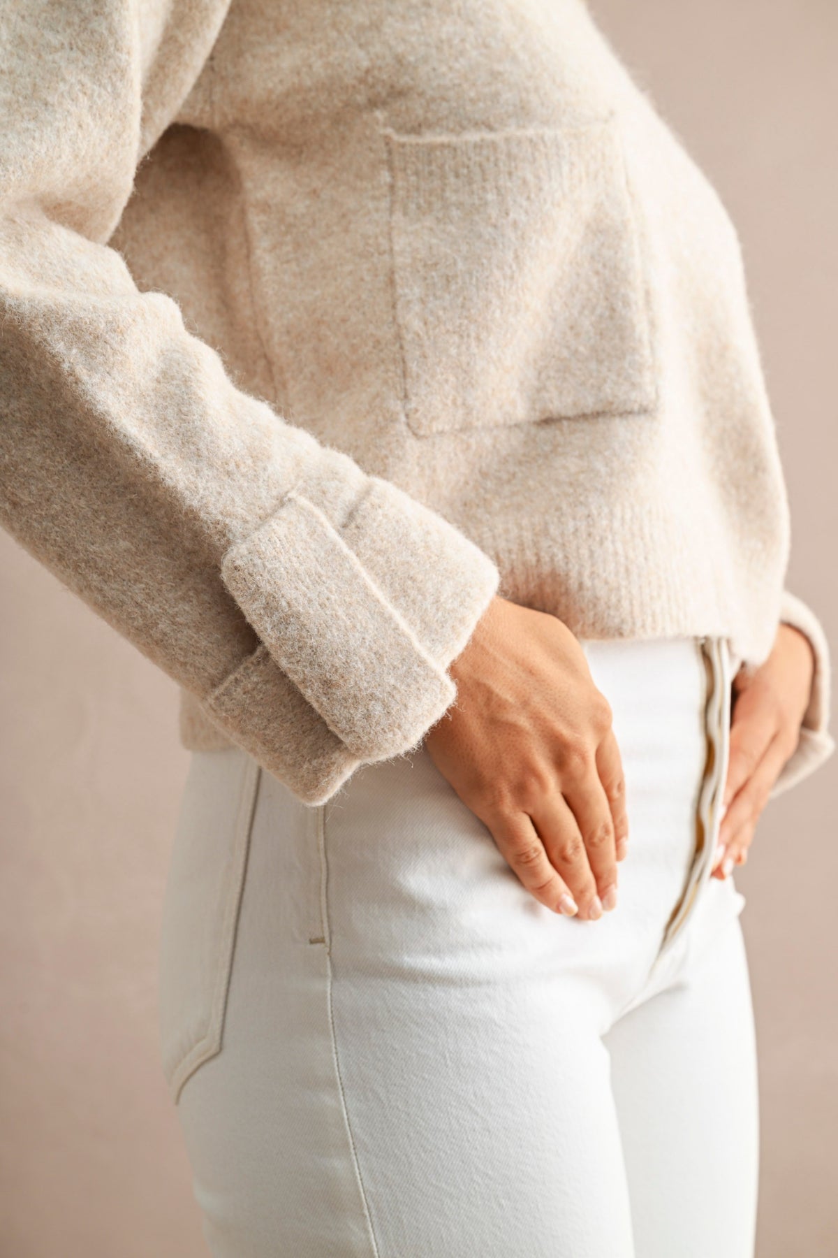 Detail Sweater: Lt. Taupe
