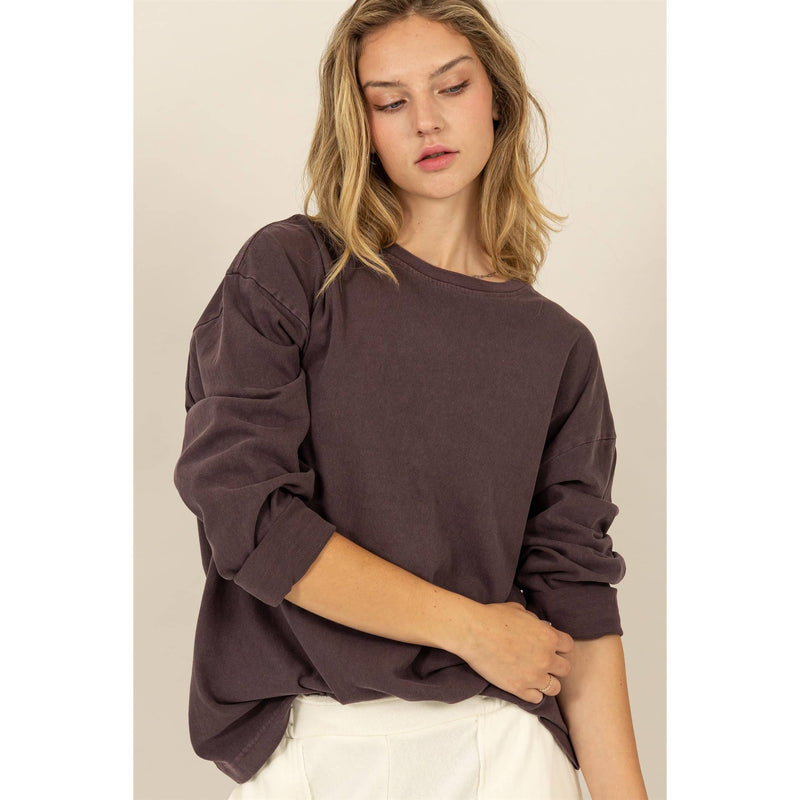 OVERSIZED LONG SLEEVE TEE PLUM