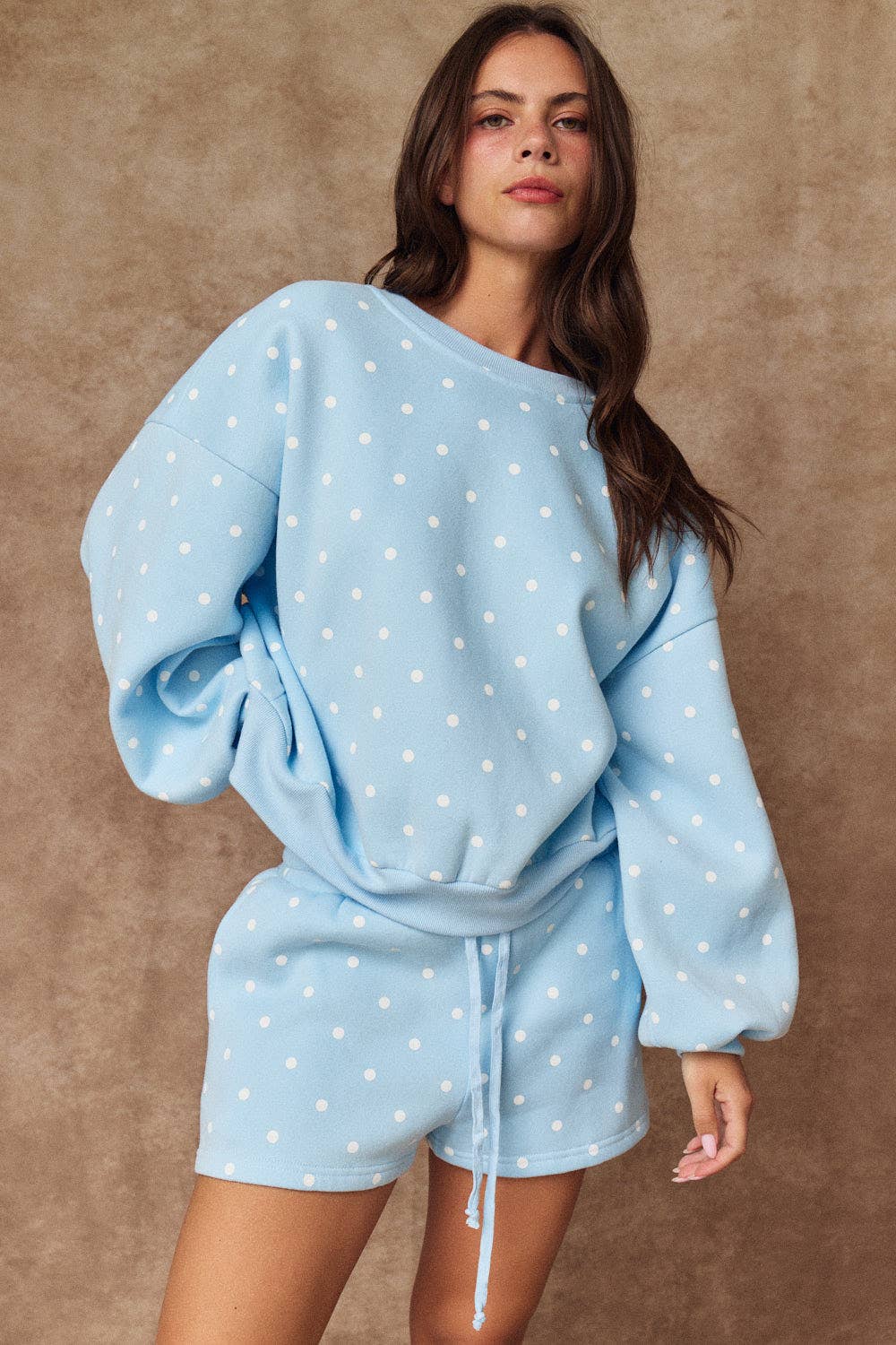 Polka Dot Fleece Set: Sky Blue