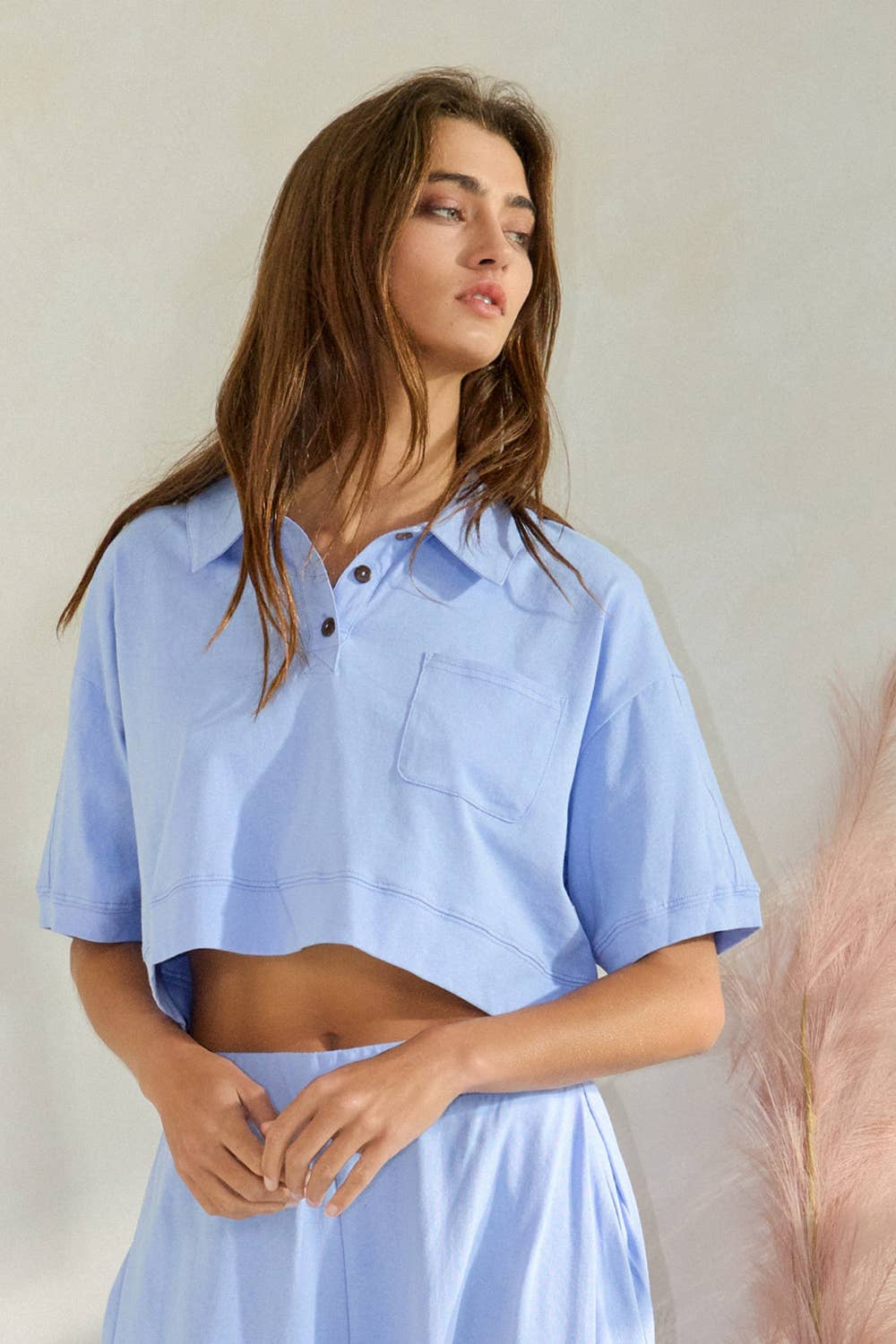 Boxy Polo Top: Periwinkle