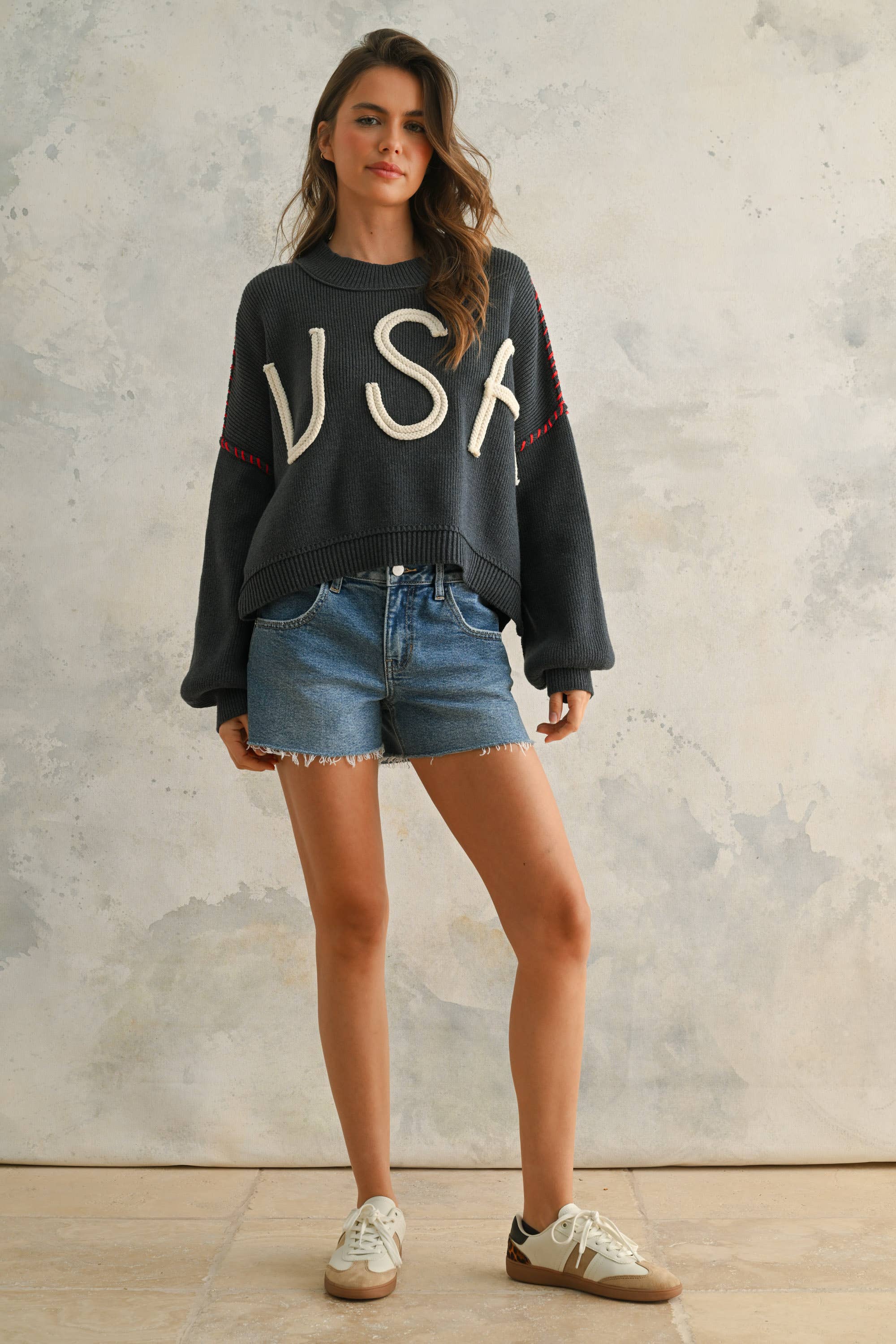 USA Rope Sweater: Navy