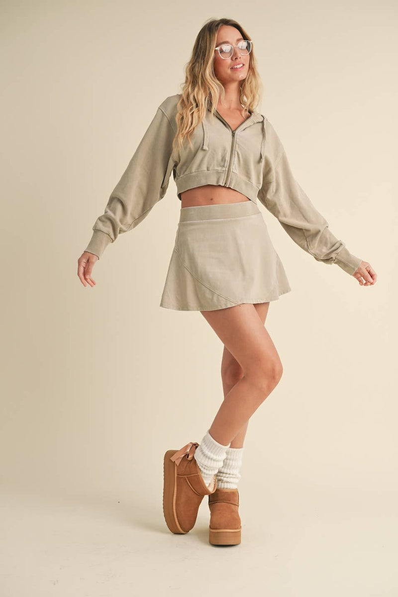 Mineral Wash  Crop Hoodie