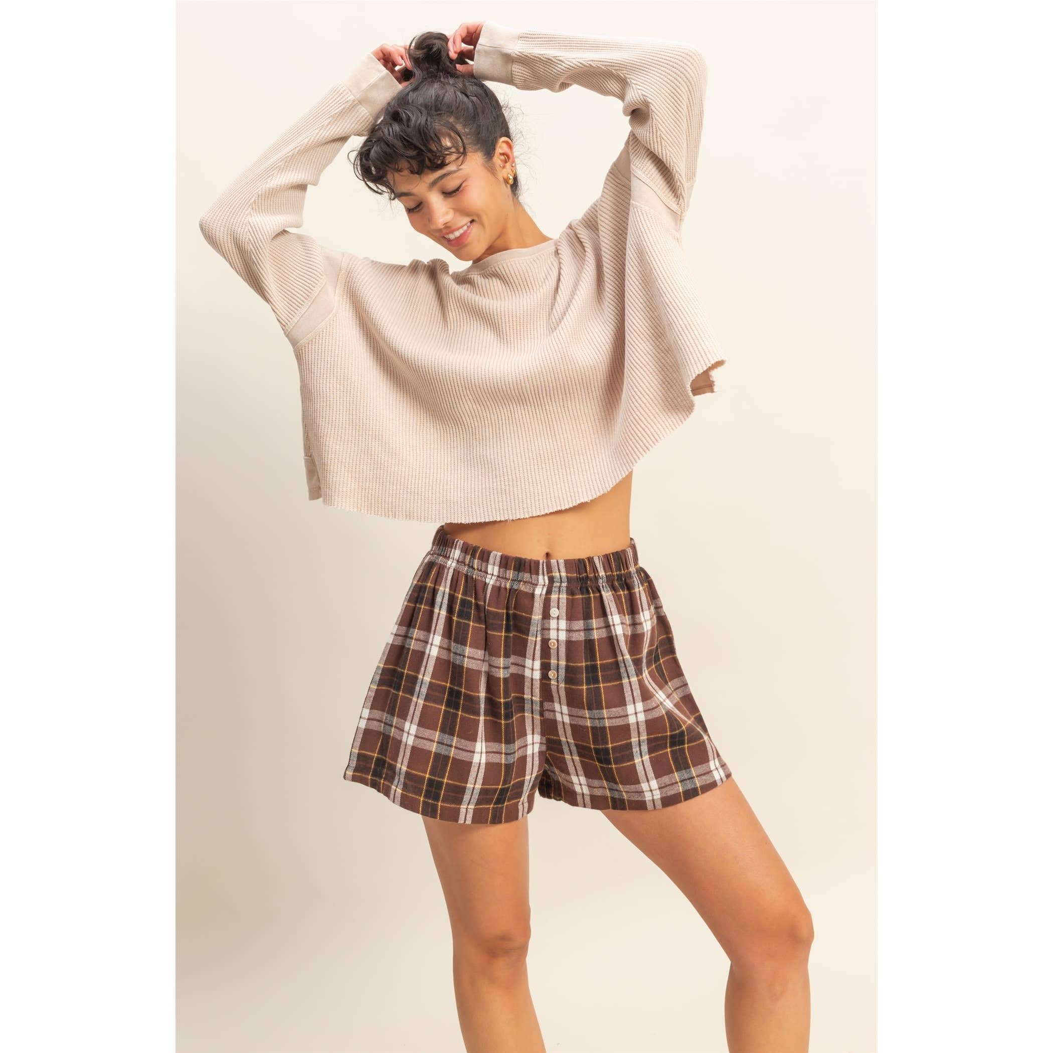 Flannel Boxer Shorts: Navy