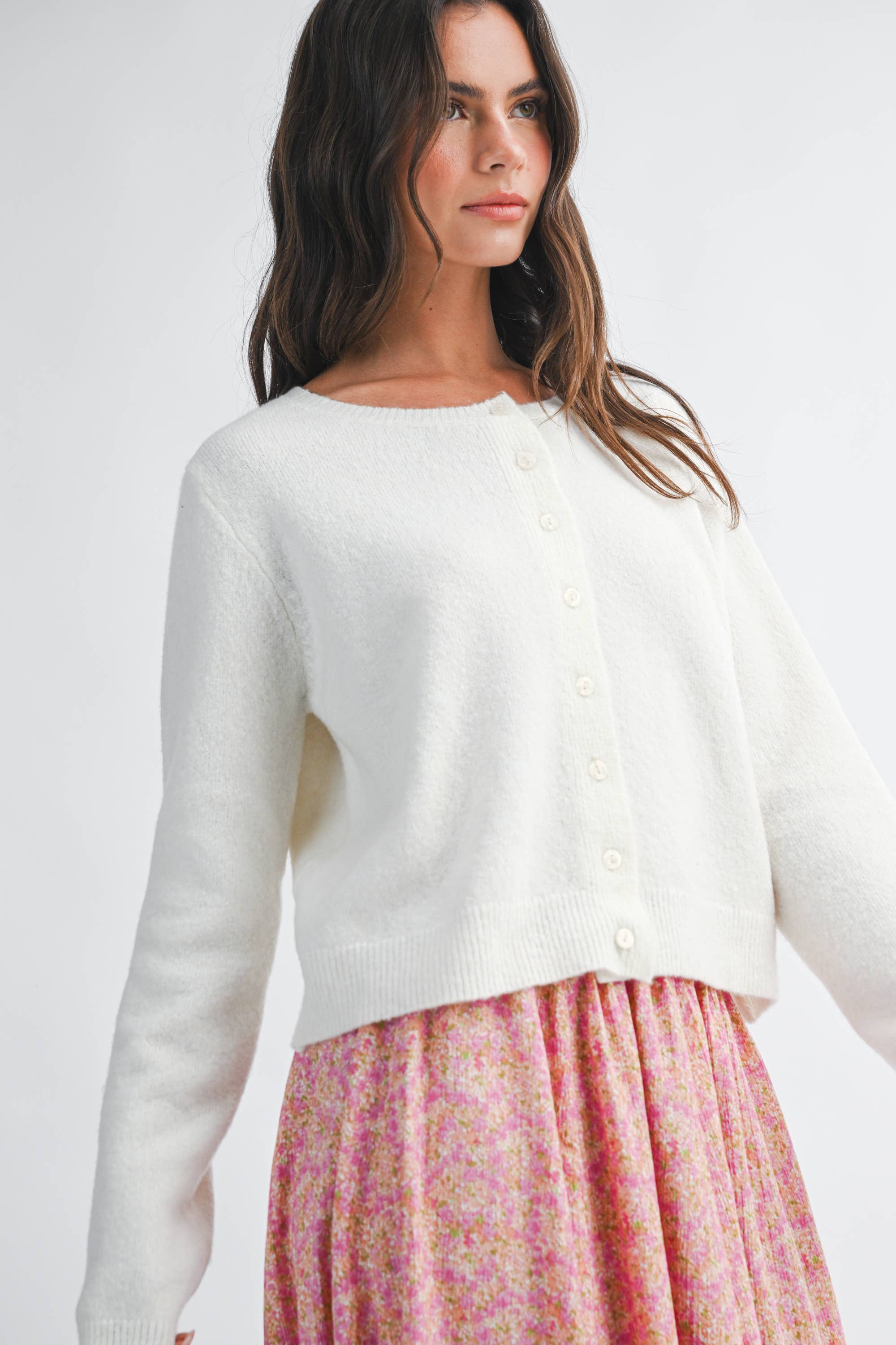 Button Cardigan: Cloud