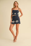 Linen Embroidery Set: NAVY