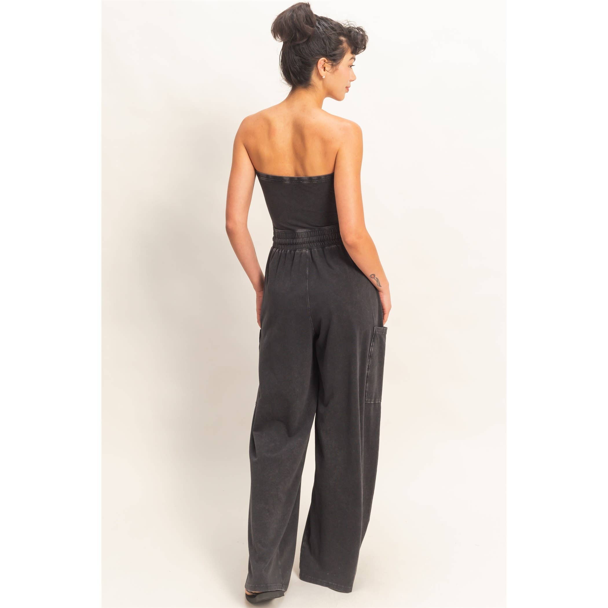 Mineral Wash Jumpsuit: Black