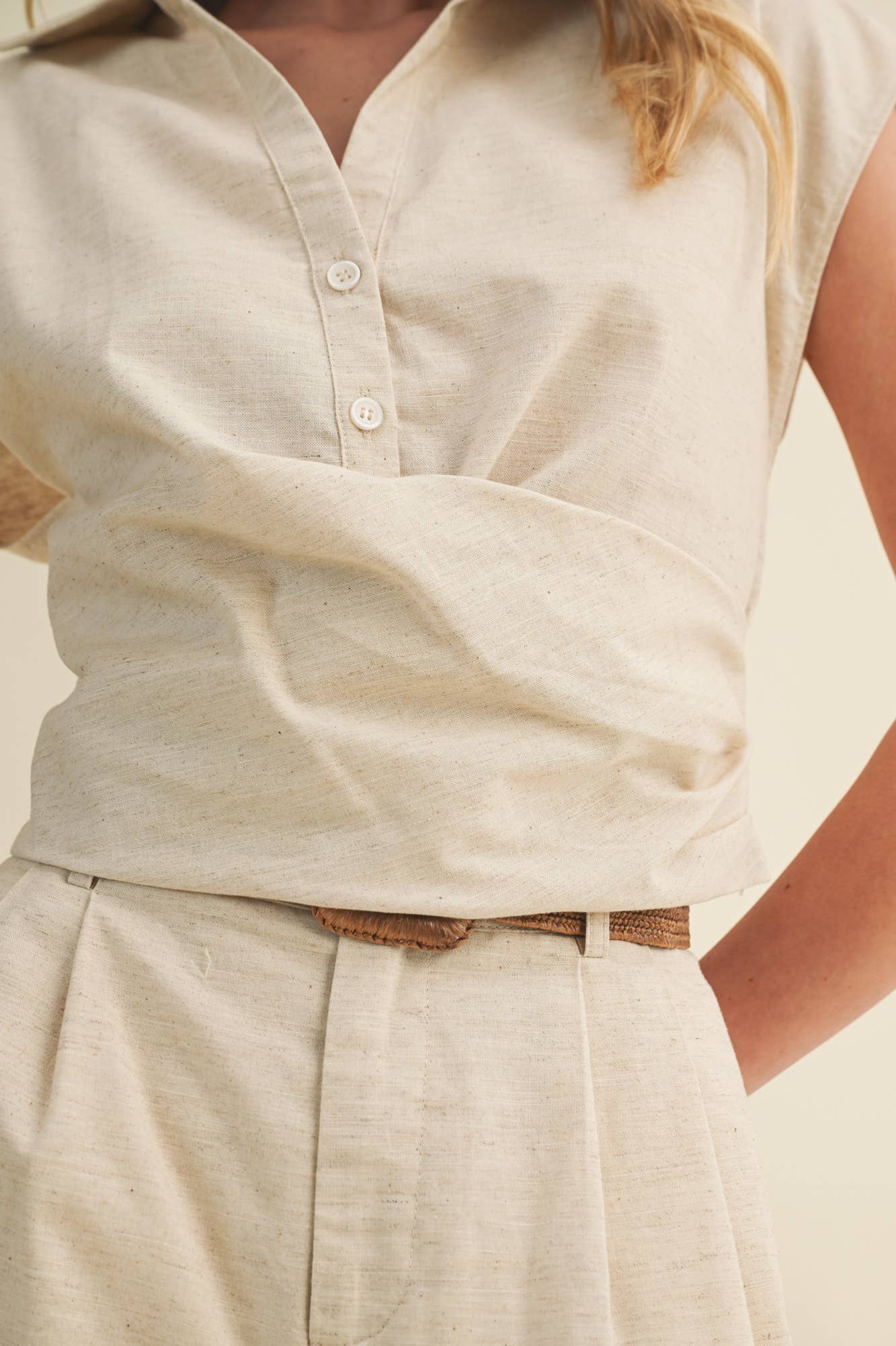 Folded Waist Top: Linen