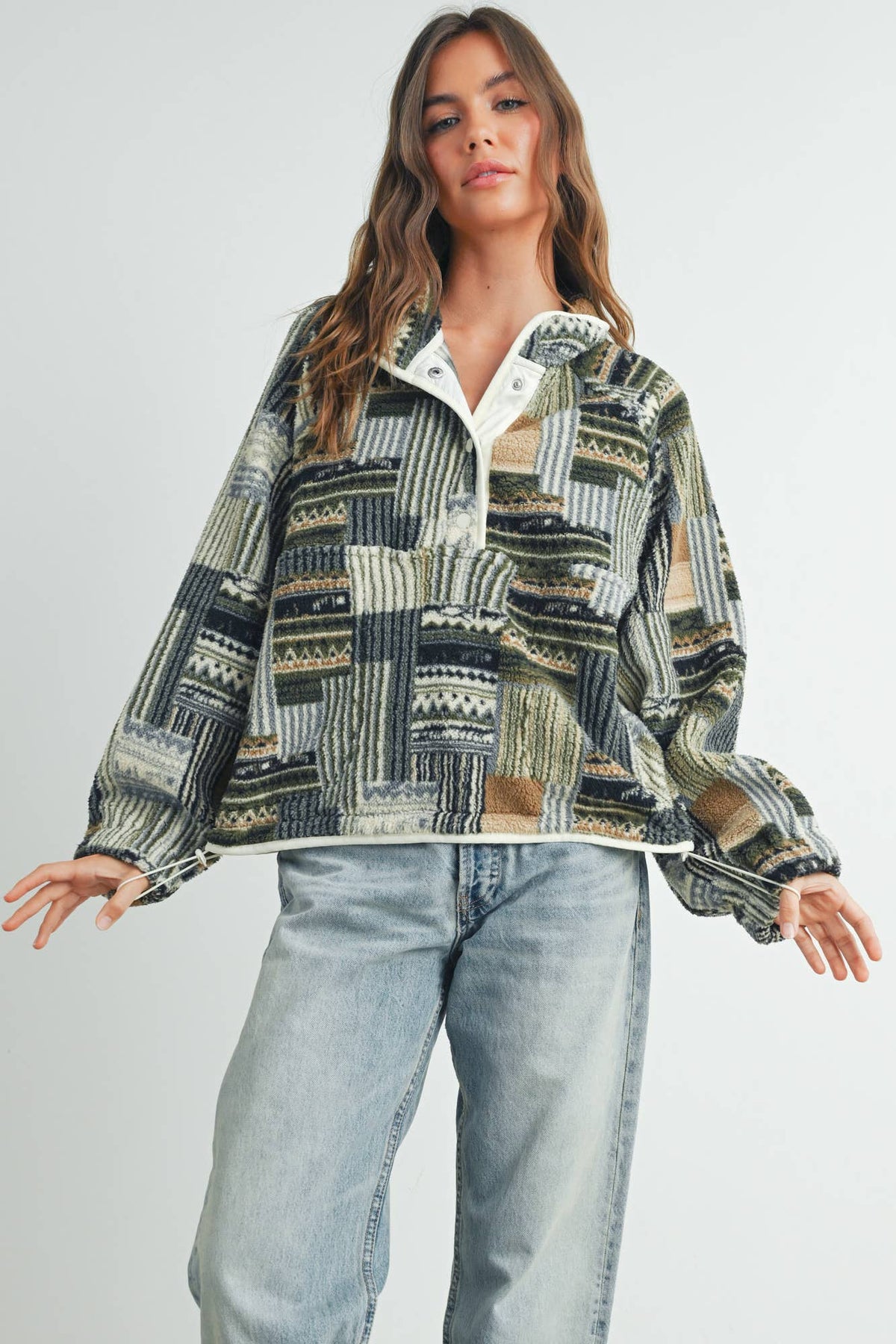 Patchwork Print Sweatshirt: Multi
