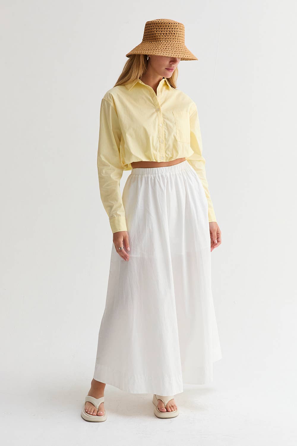 Demi Poplin Hem Shirt: Yellow