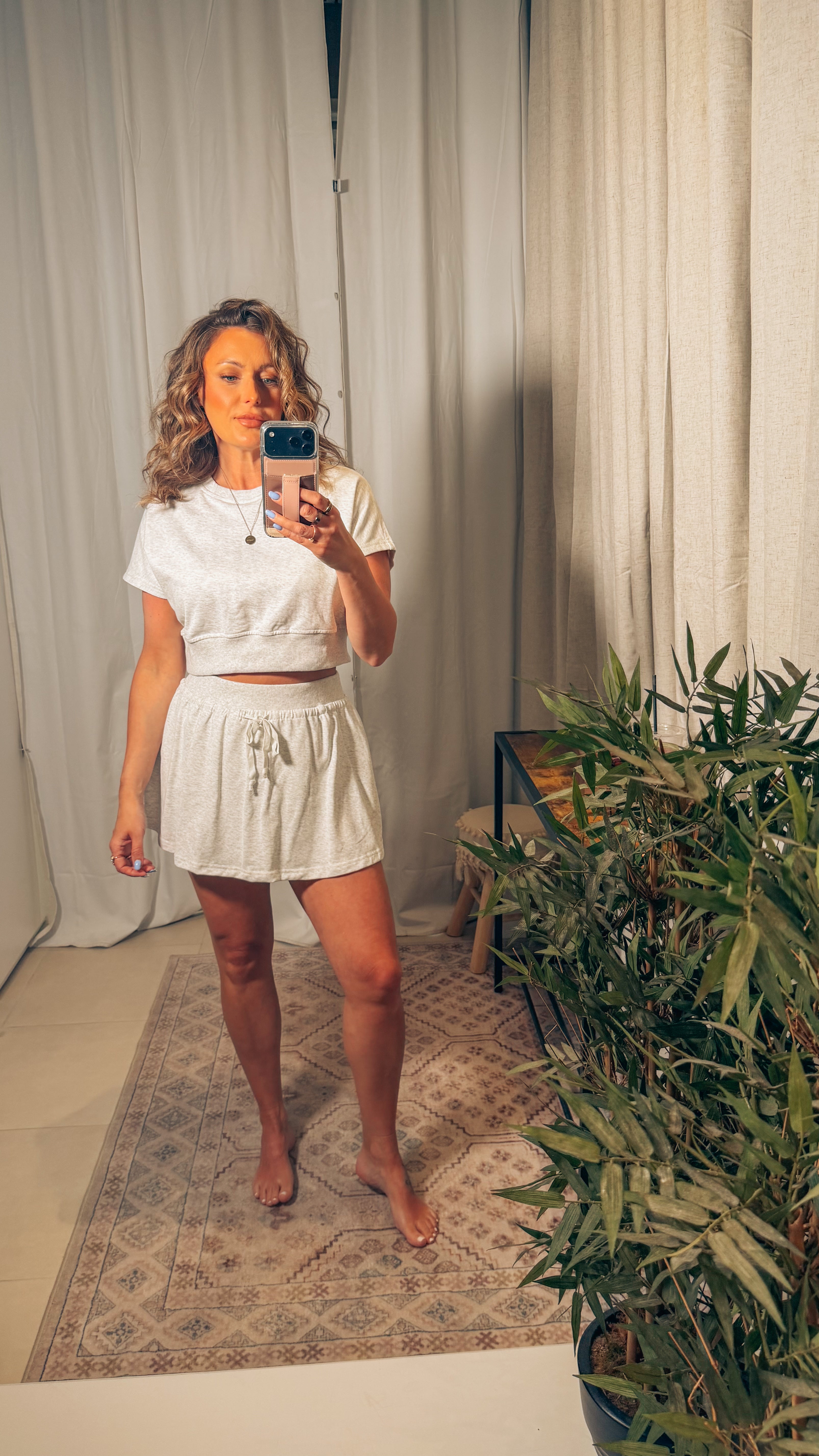 Casual Fit Short Set: White