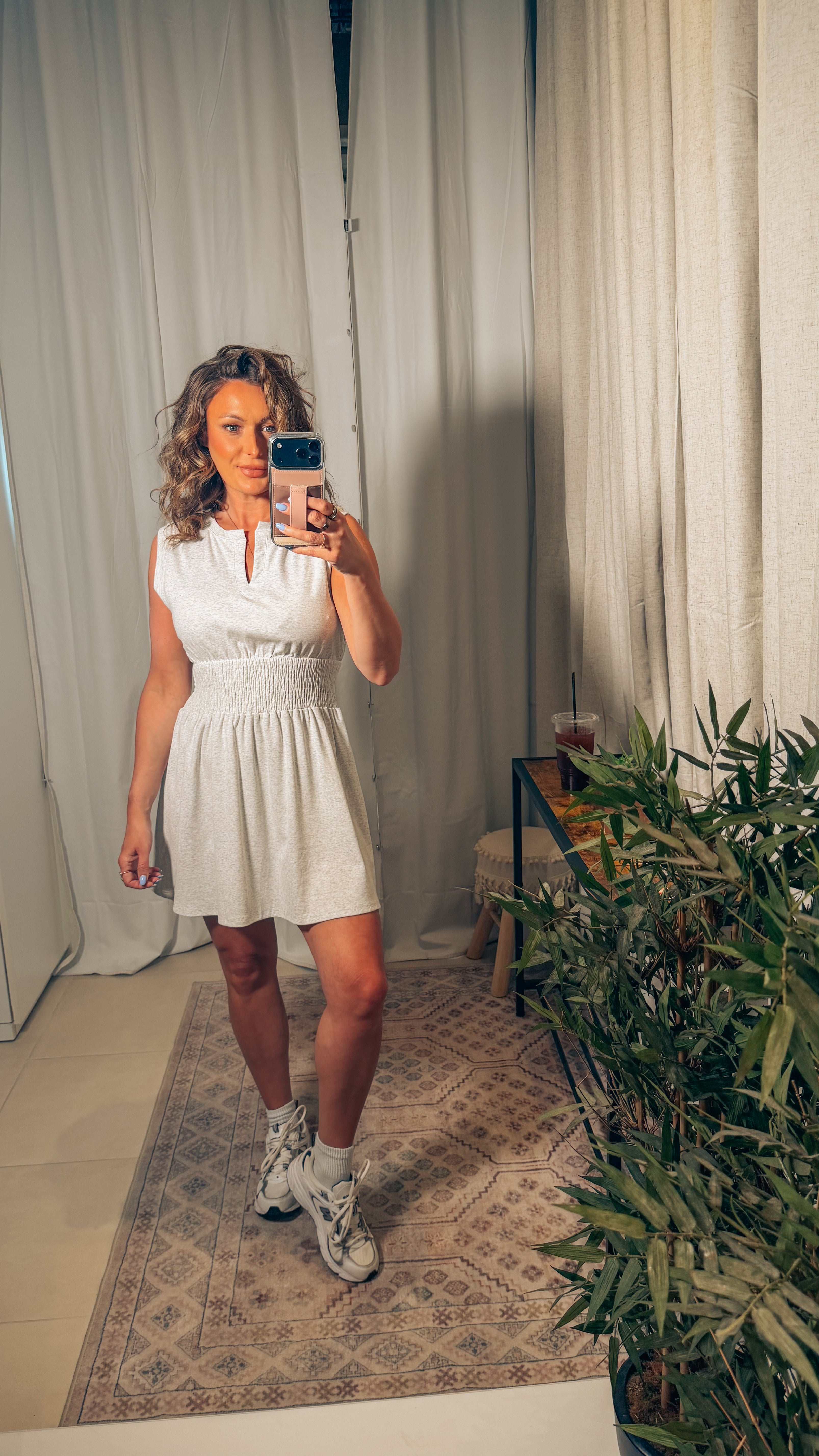 Sculpted Shoulder Mini Dress: White