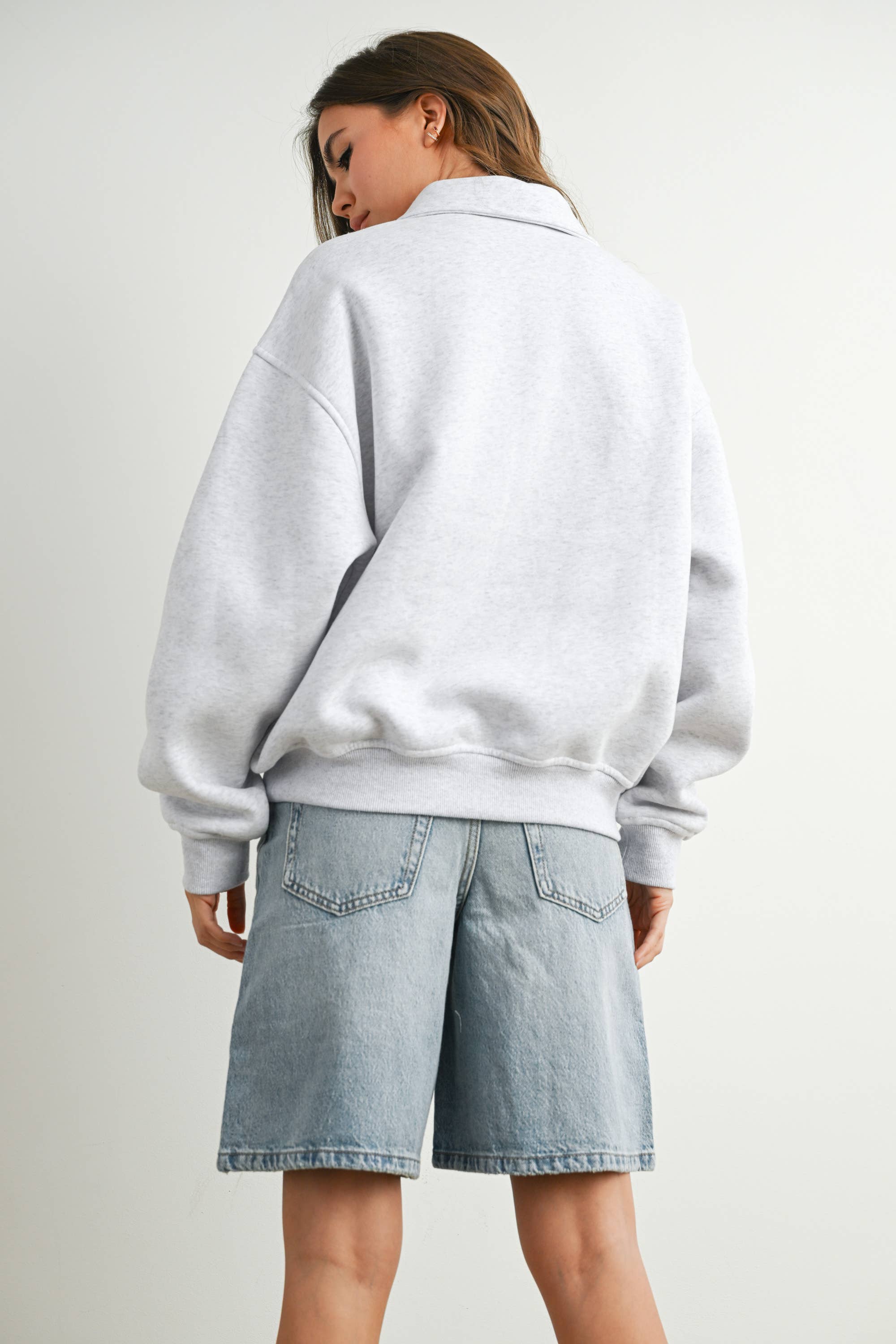 USA Collared Quarter-Zip Top: Grey