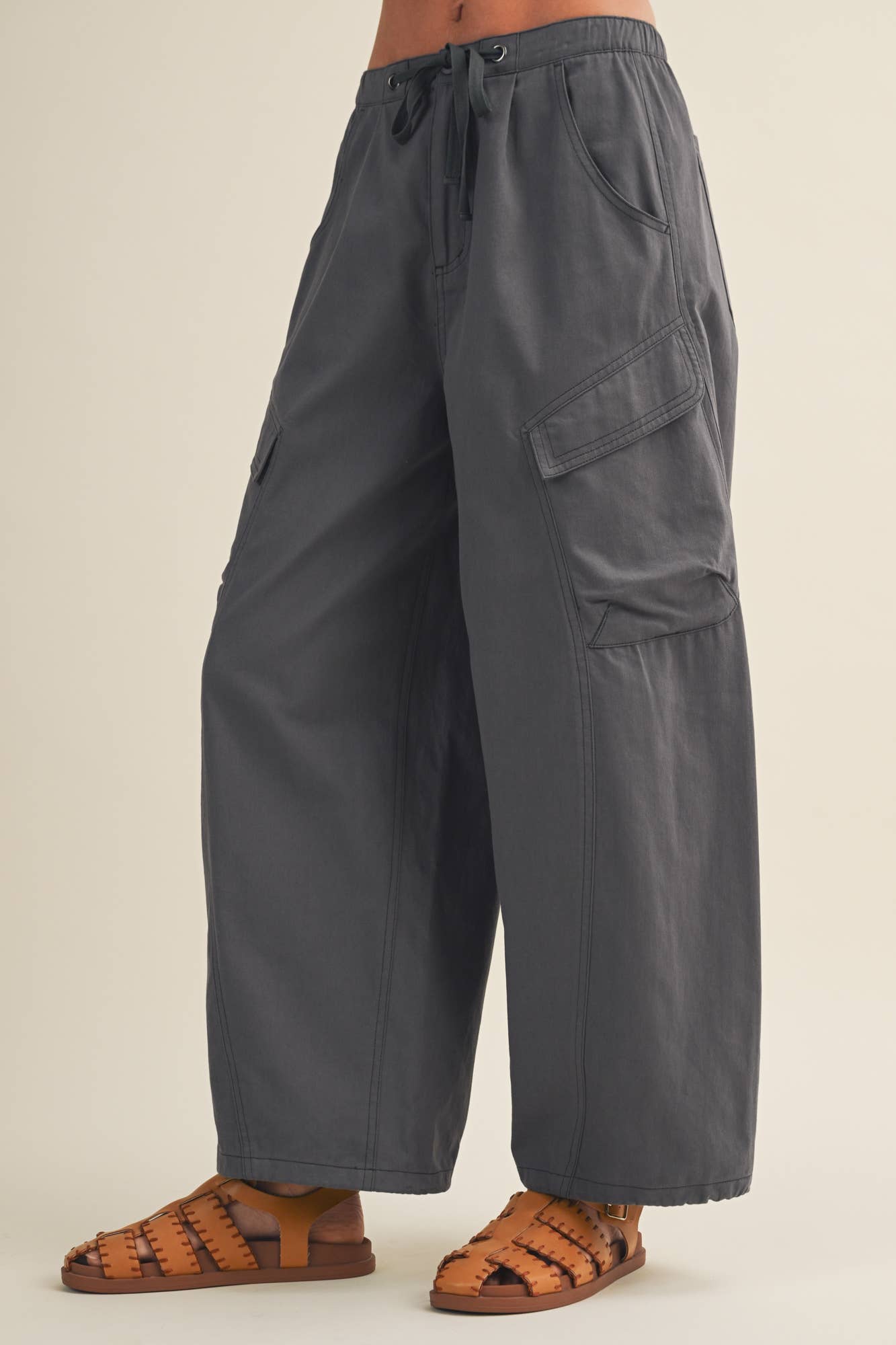 Voluminous Cargo Pants: Washed Navy