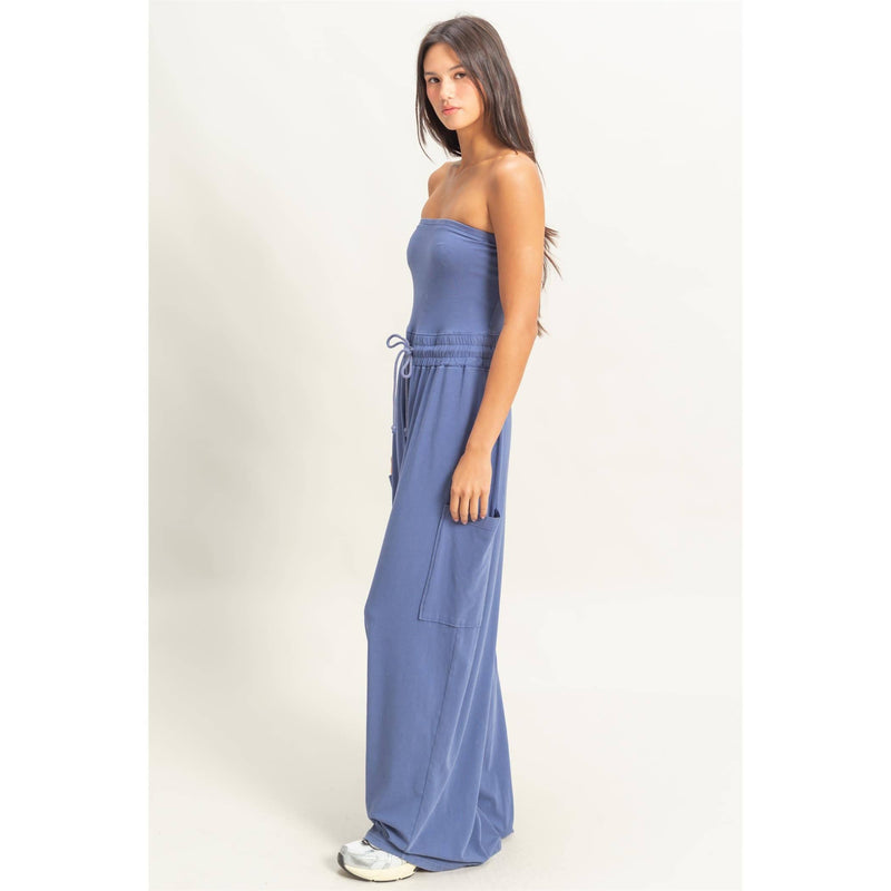 Tube Top Jumpsuit:BLACK