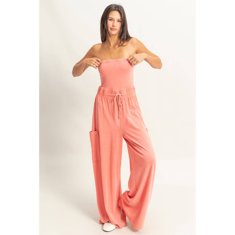 Tube Top Jumpsuit:BLACK