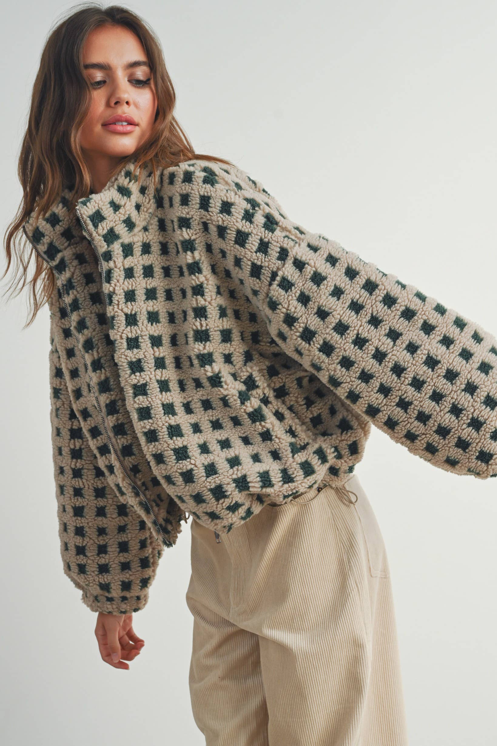 Fuzzy Sherpa Jacket: Taupe