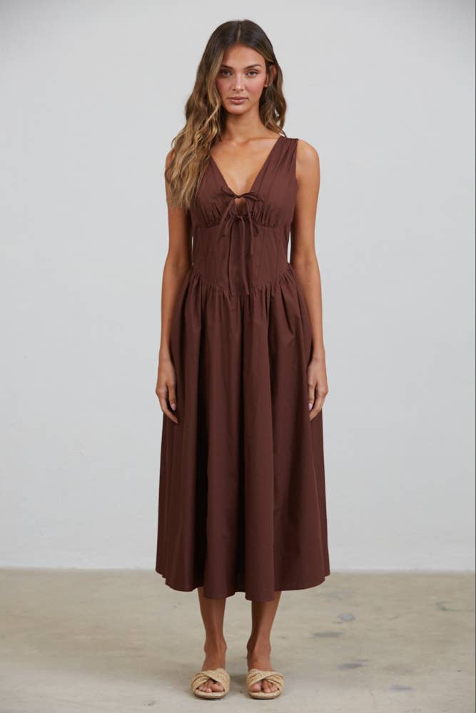 Rene Corset Poplin Midi Dress