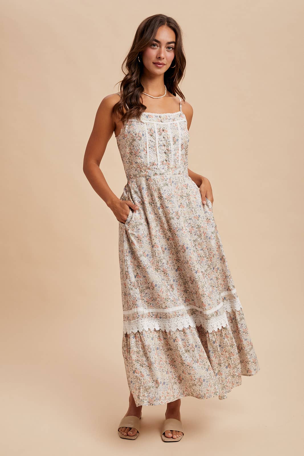 Floral Lace MaxiI Dress: Lt. Blue