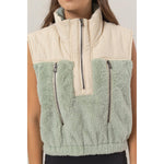 Faux Shearling Half-Zip Vest