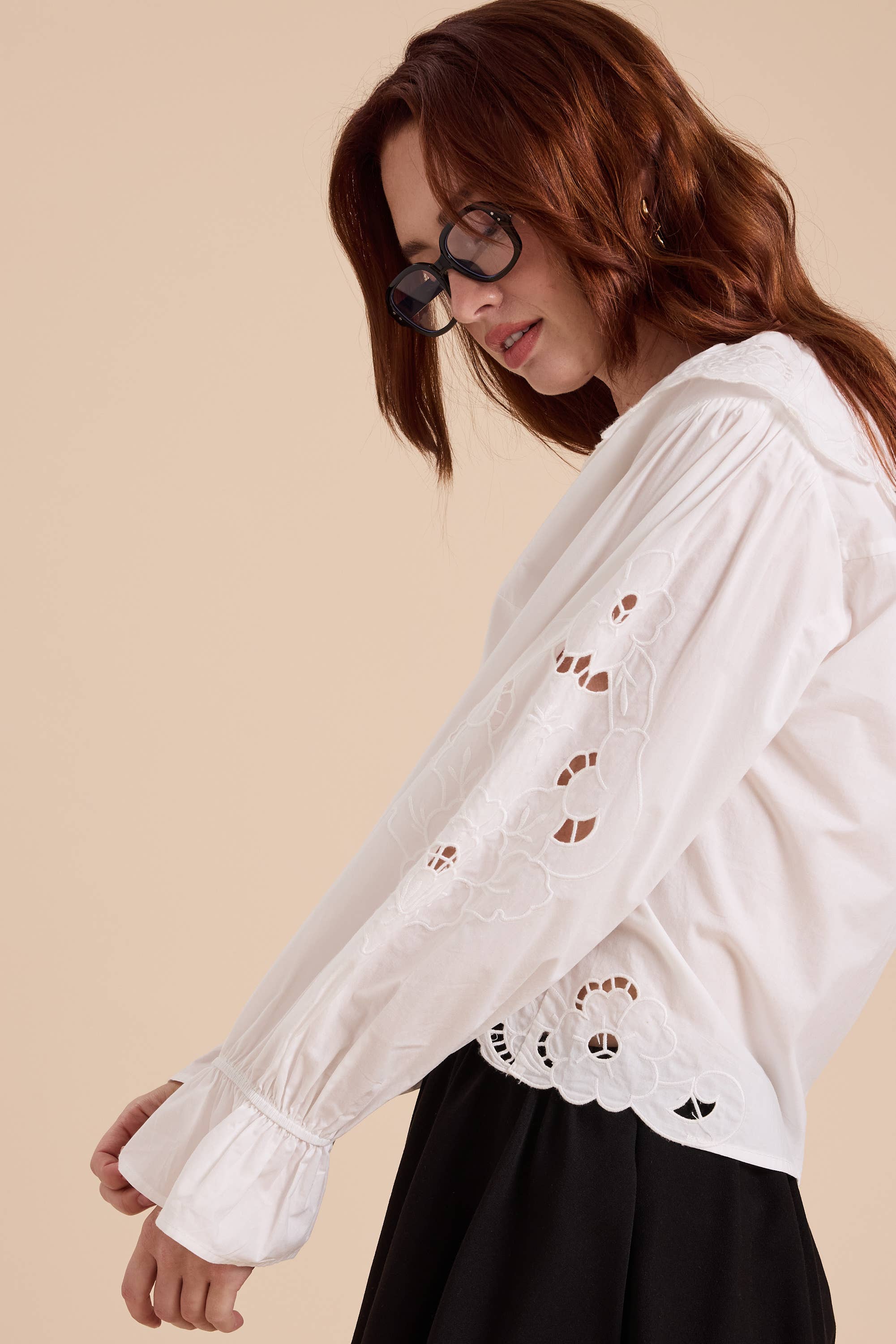 Eyelet Detailed Blouse: White