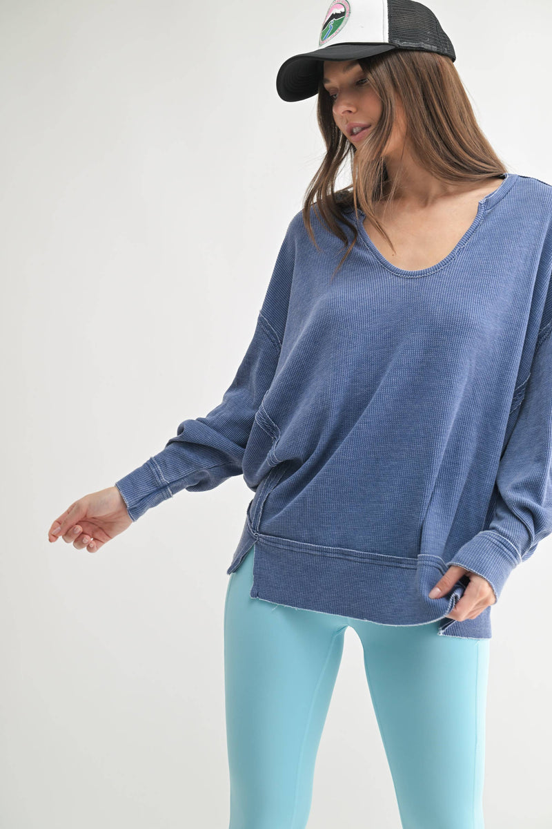 Waffle Knit Oversized:PLUM