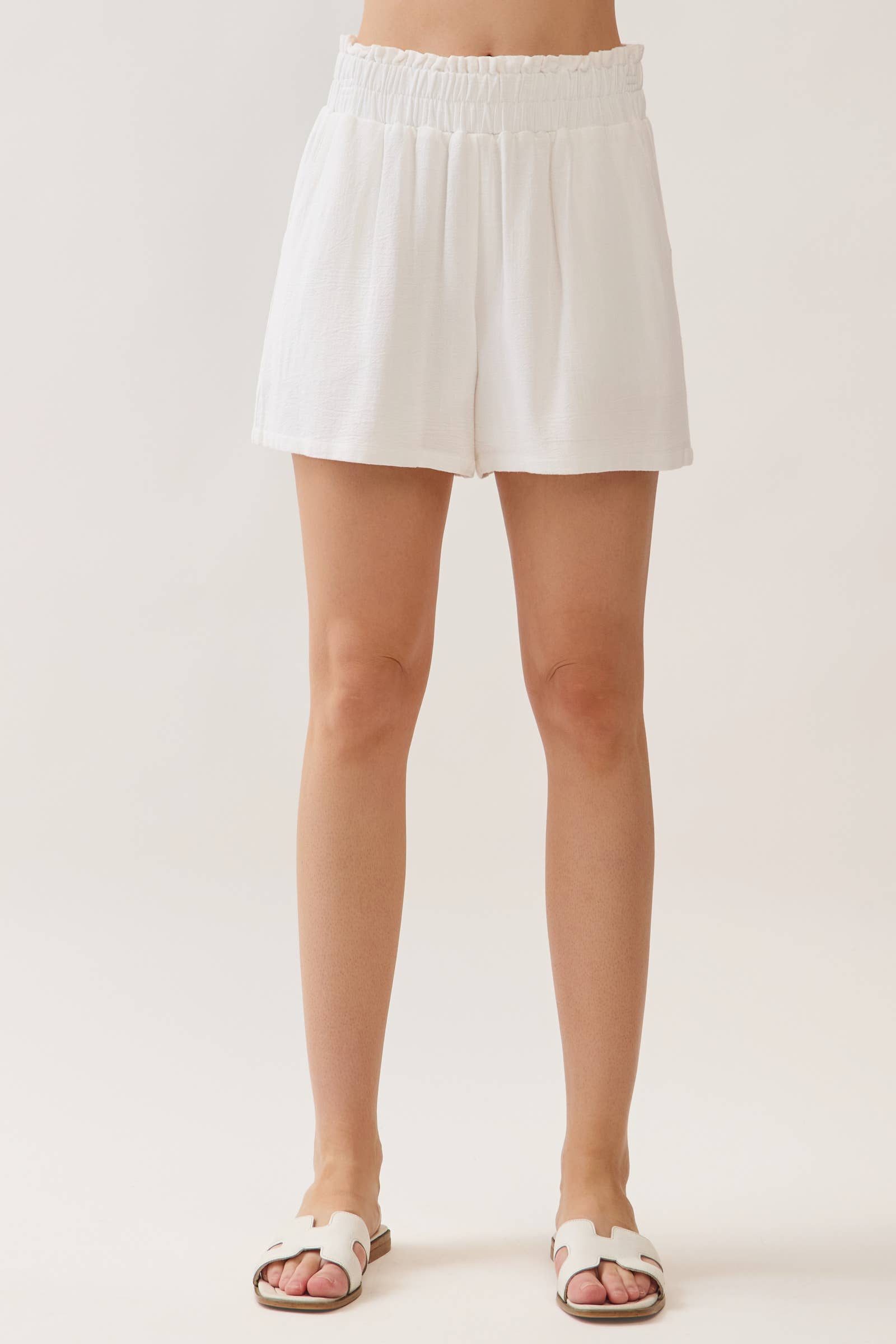 Ruffled Waist Shorts: Off White