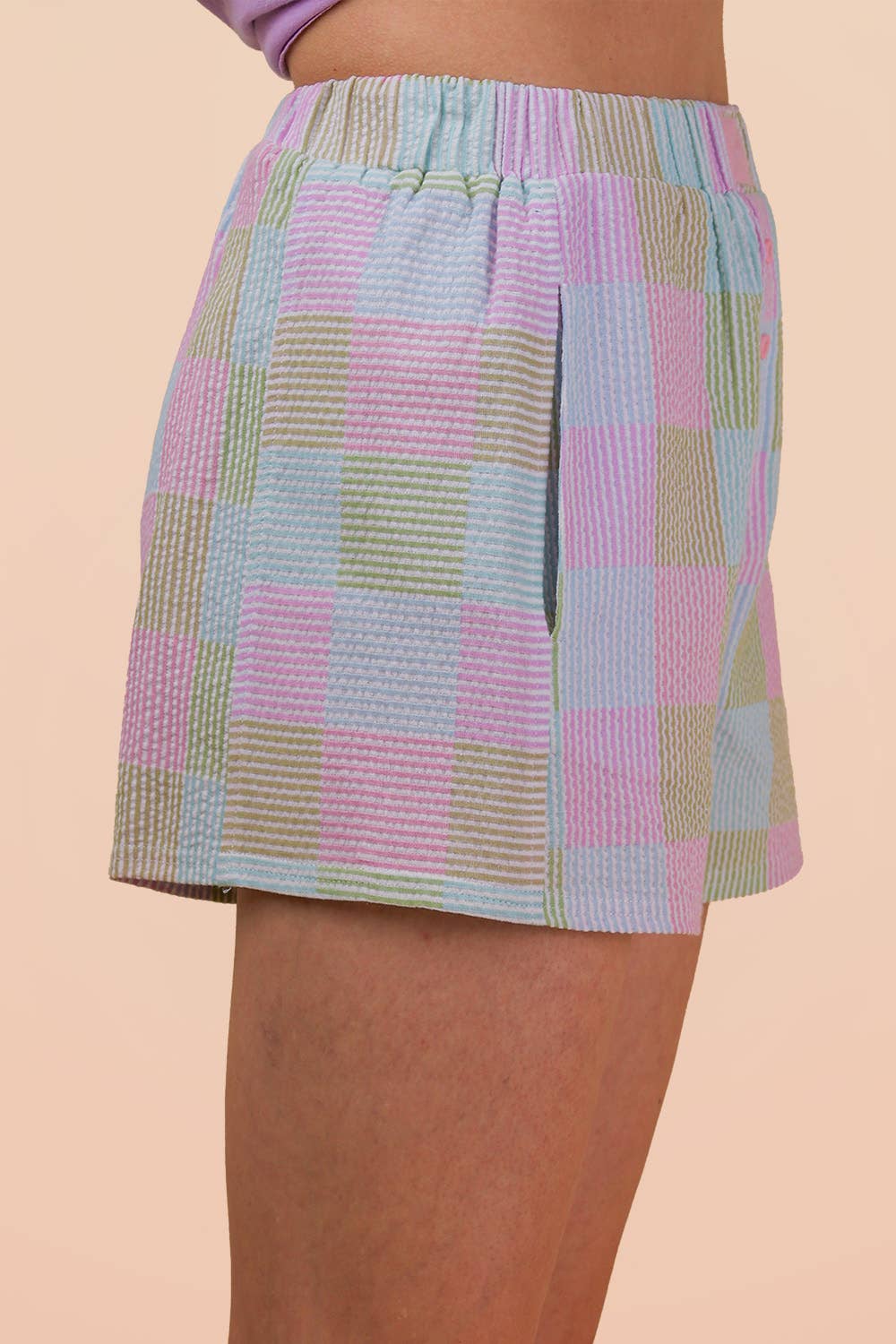 Striped & Checker Shorts: Pink/Blue